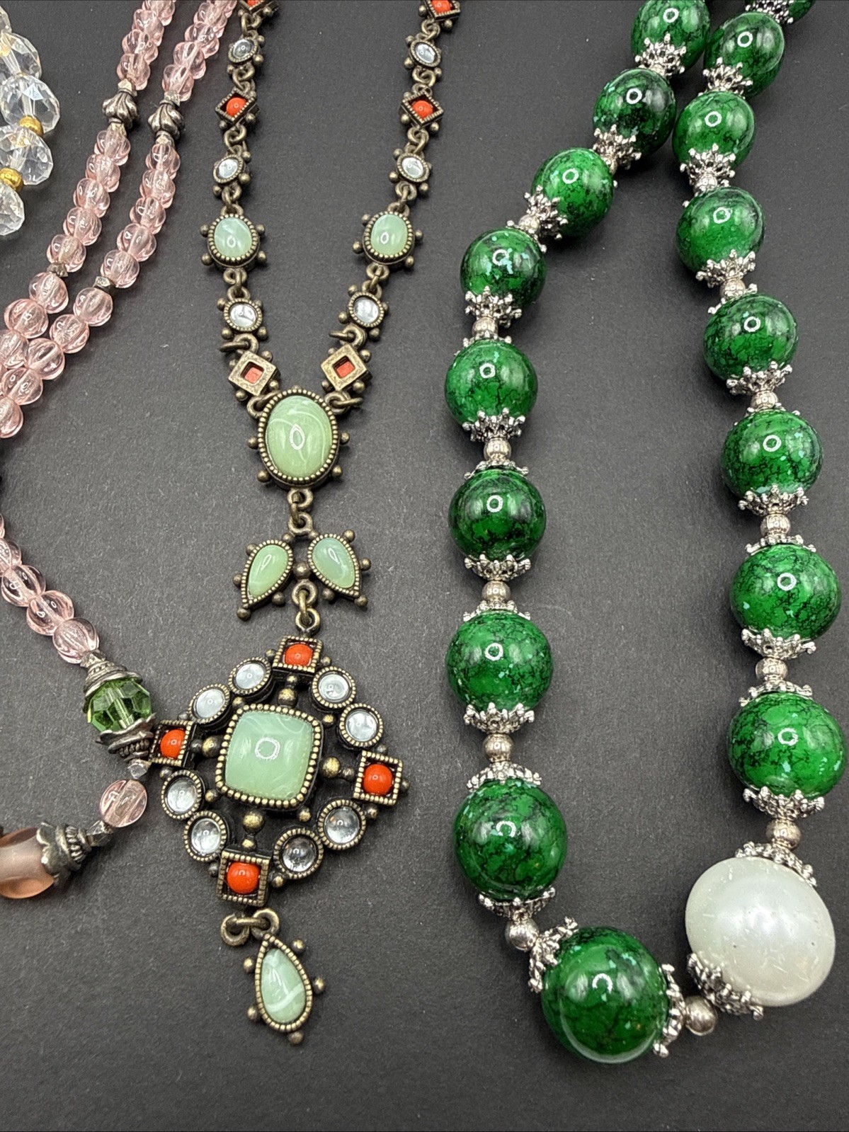Lot Of 5 Necklaces Vintage To Now Crystal Beads Rhinestone B44