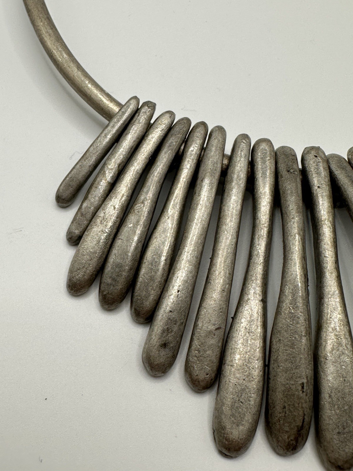 Vintage Retro Metal Spike Bib Choker Necklace 11”
