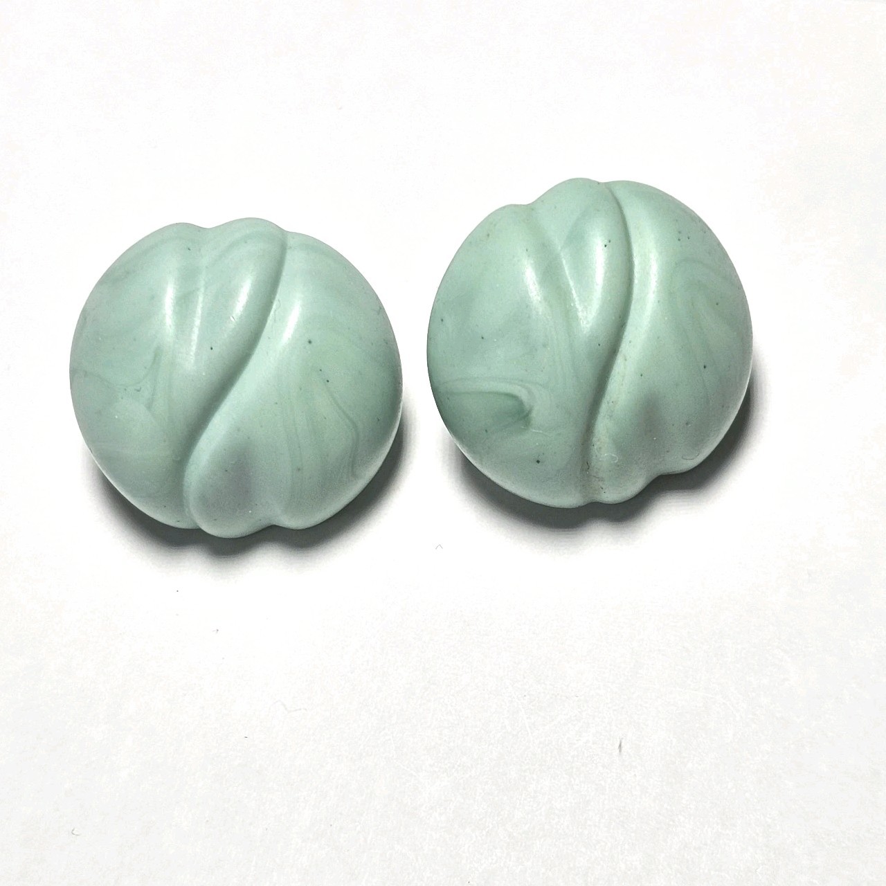 Vintage 80s/90s Light Teal Round Pierced Earrings