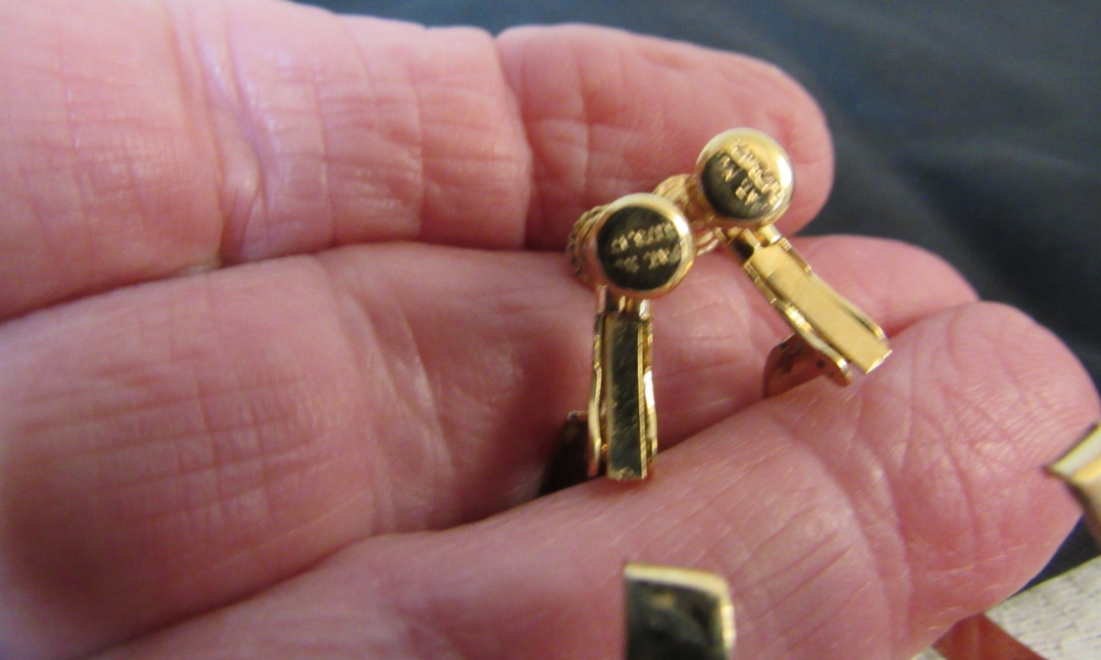 Vintage Danecraft Sterling Gold Plated Adjustable Clip on Earrings / Patent Date