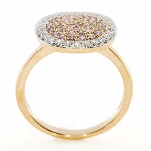 .59CT WHITE & PINK DIAMOND 18K ROSE & WHITE GOLD 3D CLUSTER SQUARE CIRCULAR RING