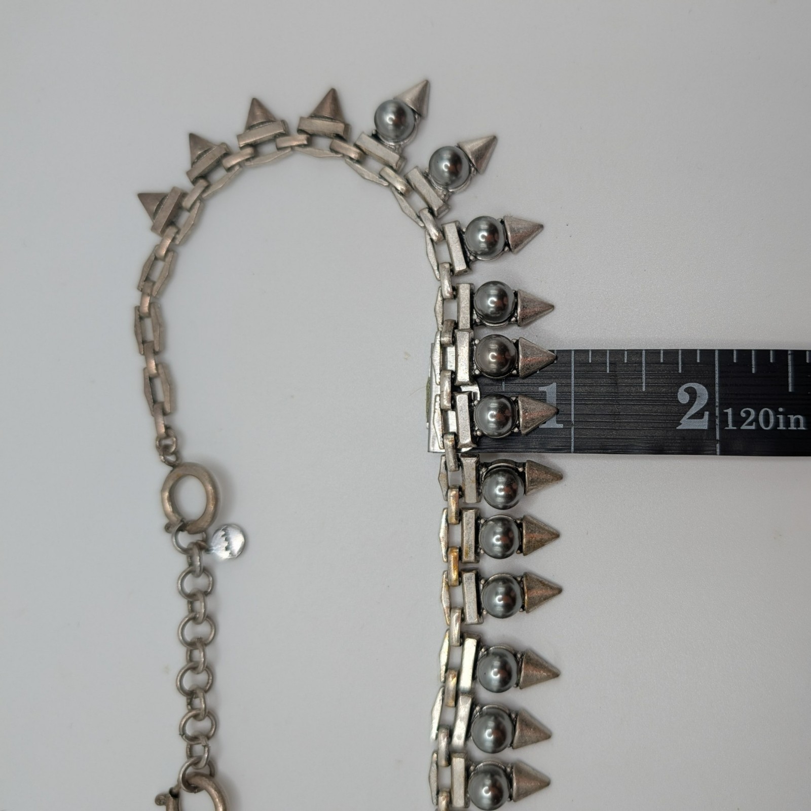 Stella & Dot Lynx 18″ Necklace & Earrings Silver-tone Spike Statement SET