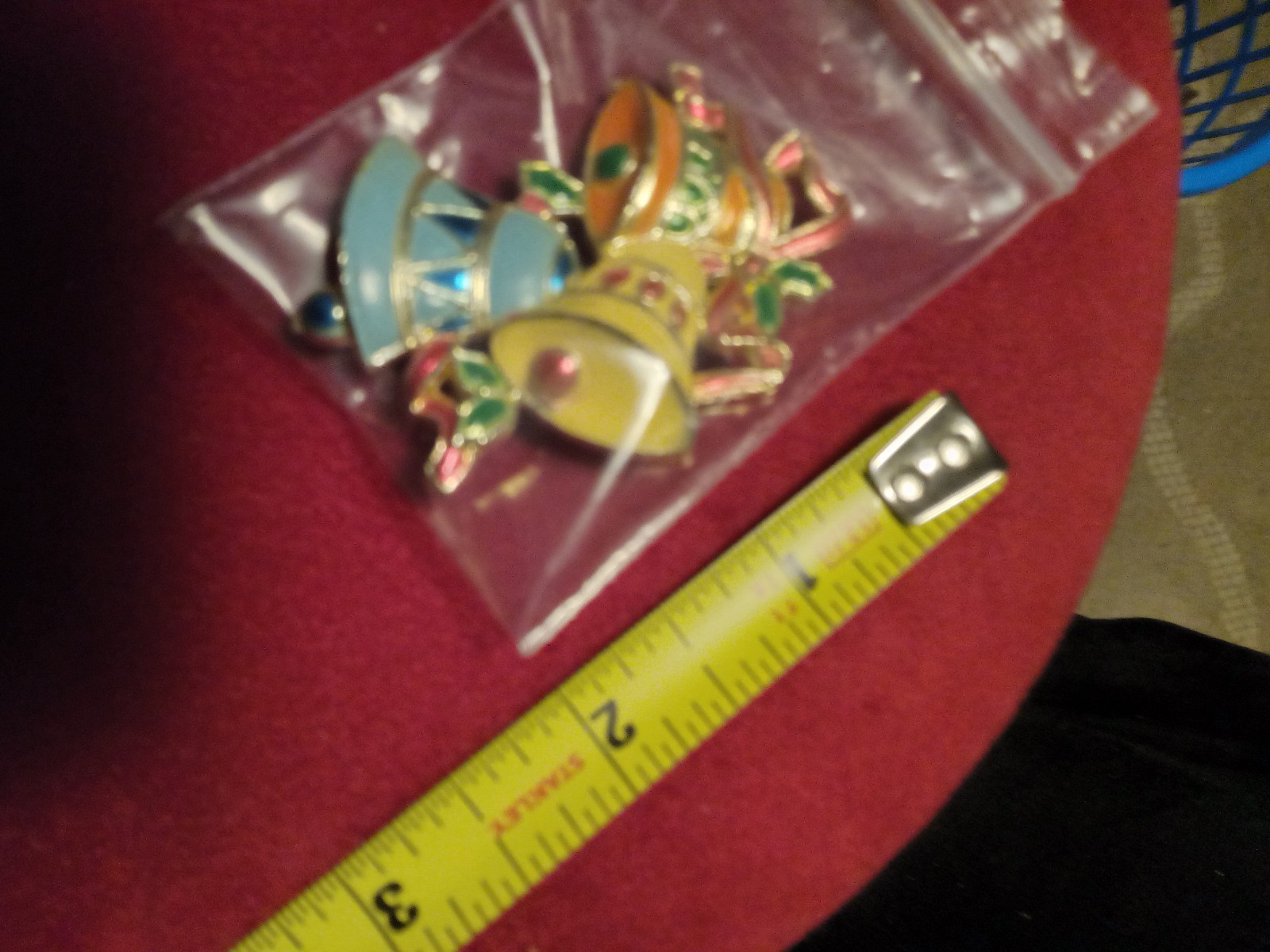 Vintage Enamel Christmas Bells Brooch Pin Art Deco Hong Kong Pin Collection