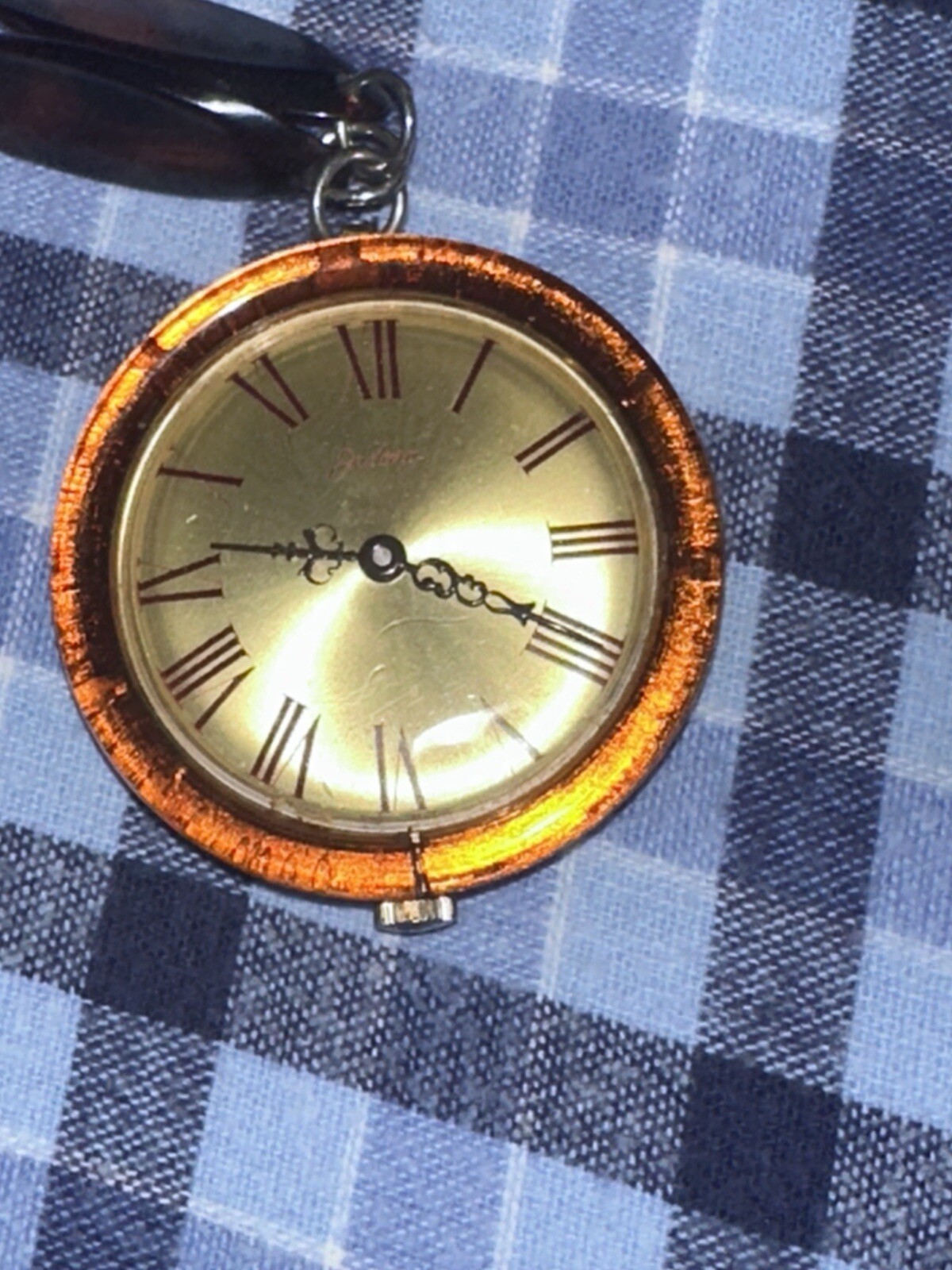 Estate 60s Rare Rootbeer Bakelite Necklace Endura Watch Co WORKS Pocket Watch