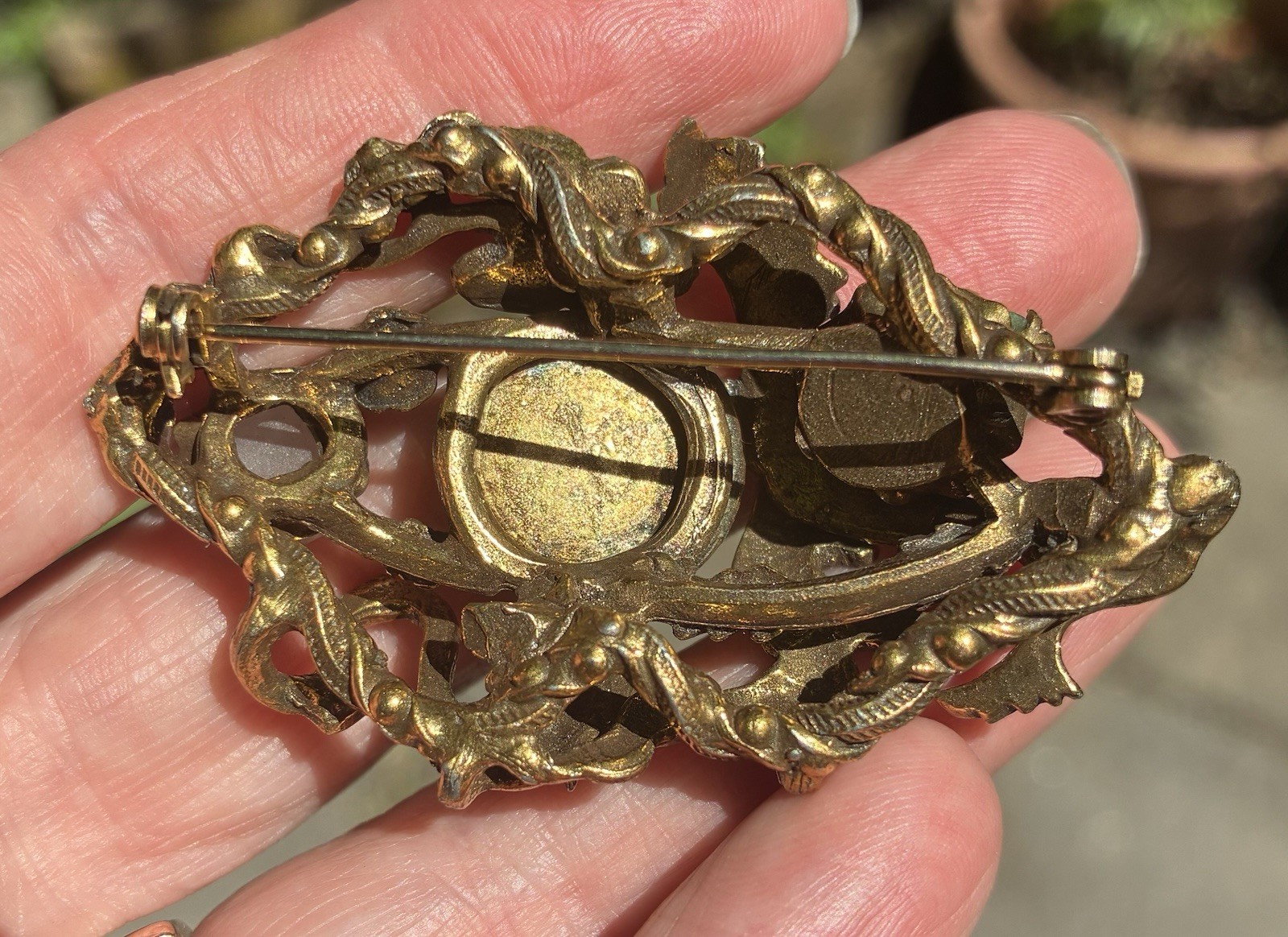 Vintage 3 Dragon Brooch Semiprecious Stones Asian