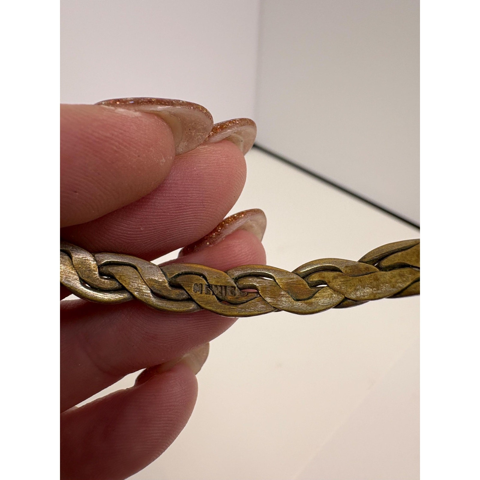 Vintage Handmade Solid Mexican 925 Sterling Silver Braided Woven Bangle Bracelet