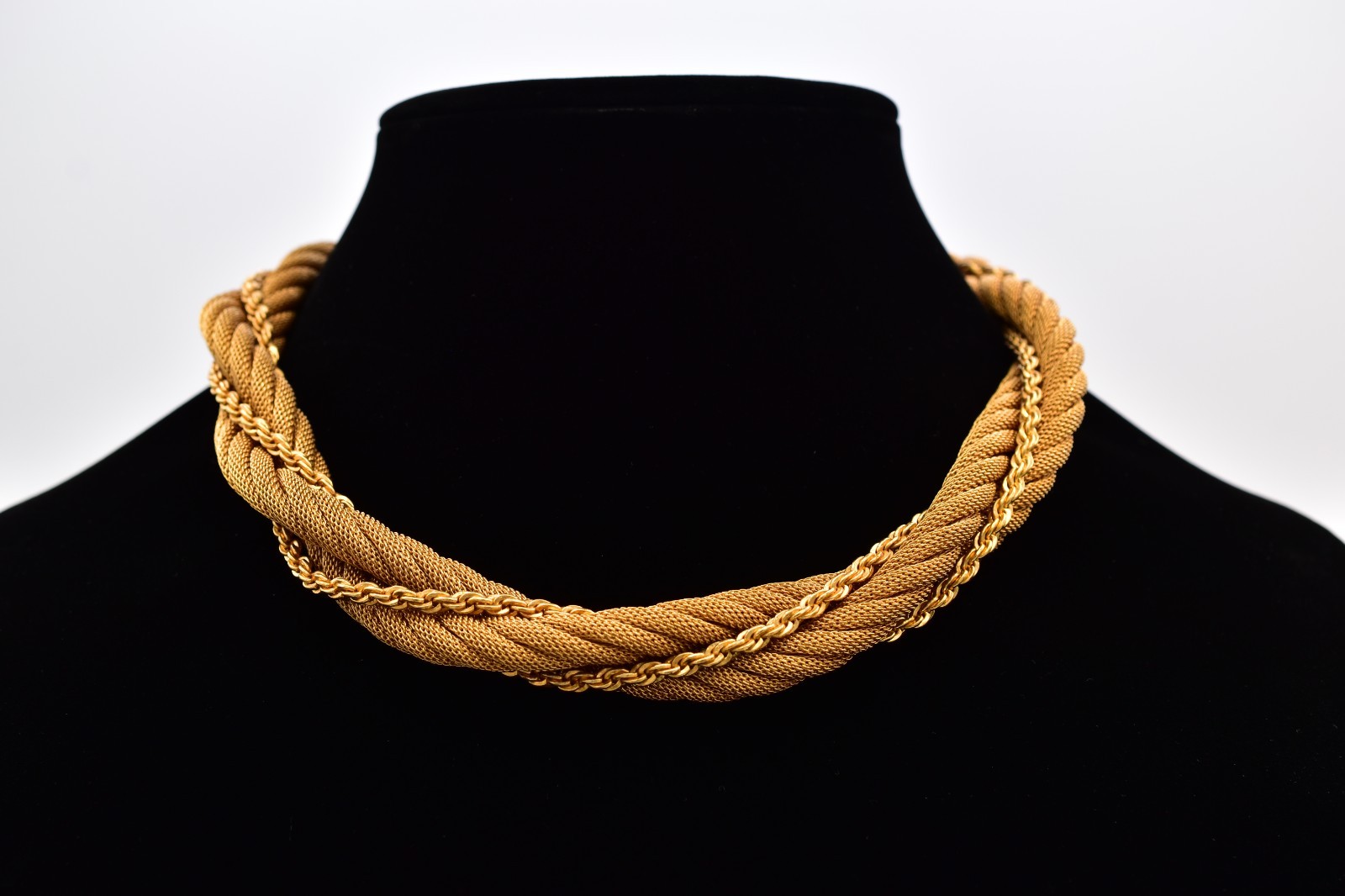 Vintage Gold Multi Chain Twist Mesh Rope Chain Collar Statement Necklace Bin6B