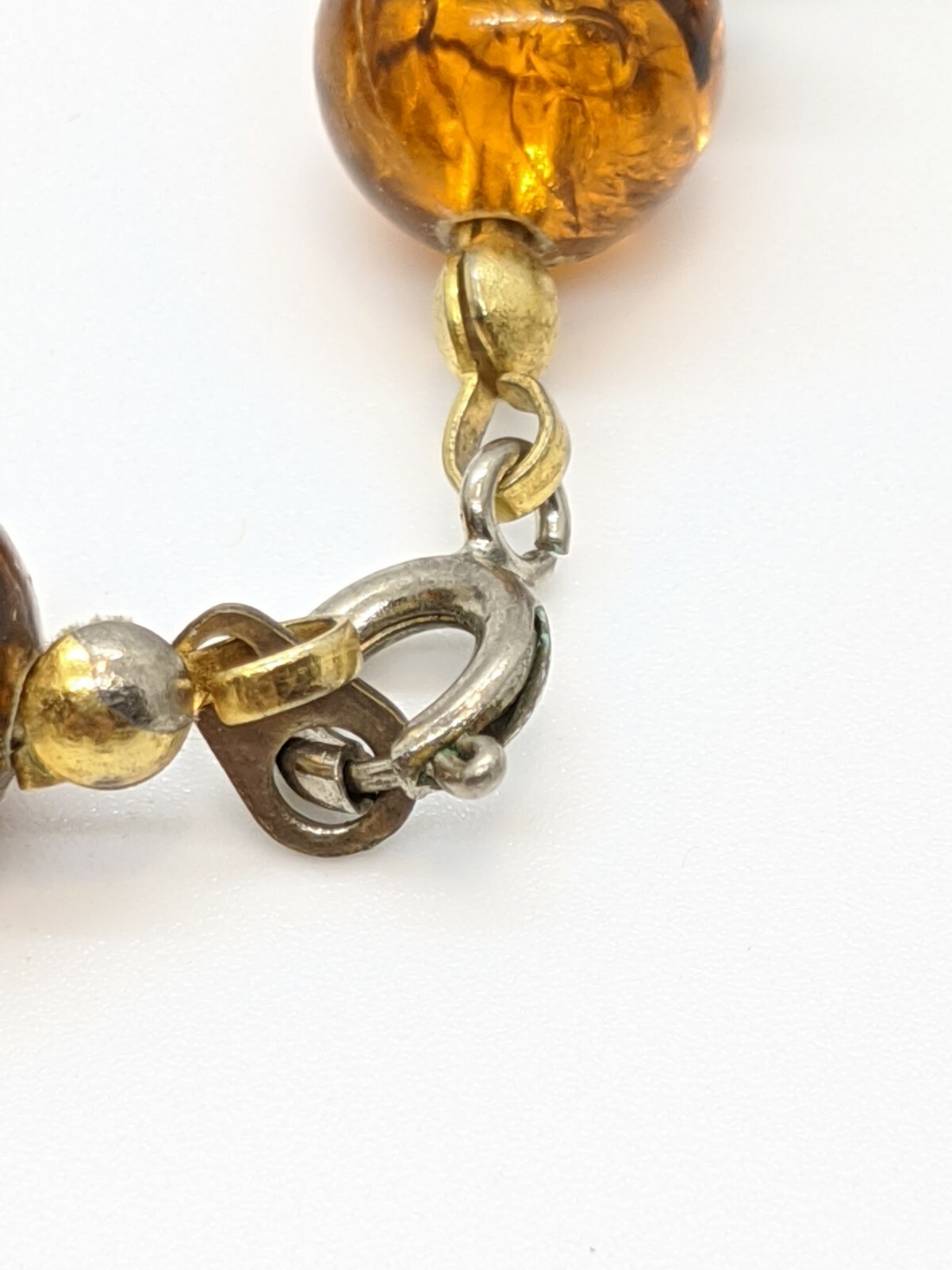 Vintage Black Cream Amber Color Acrylic Bead Necklace