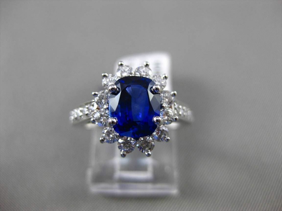 ESTATE 2.41CT DIAMOND & AAA SAPPHIRE PLATINUM DIANA ENGAGEMENT RING E/F VS/VVS