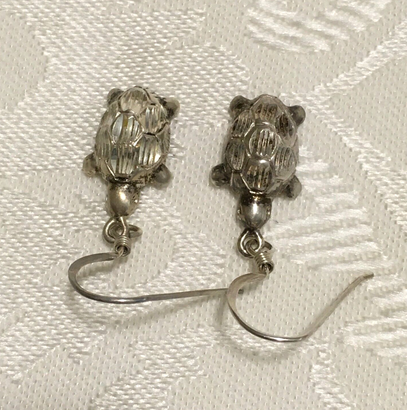 Sterling Silver 925 Turtle Earrings Pierced Hooks Dangle Drop