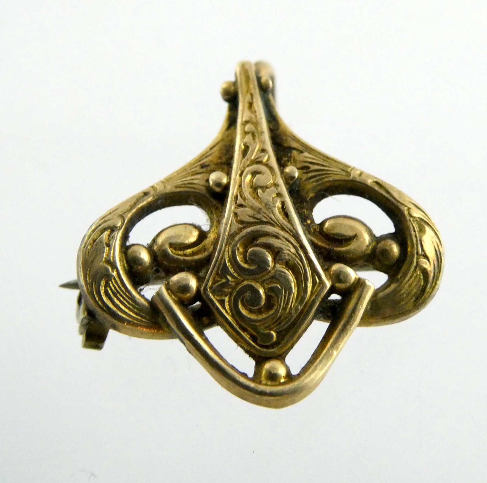 Antique RFS & Co Simmons Heart Shape Gold Fill Watch Fob or Pin 2.2g Unmarked