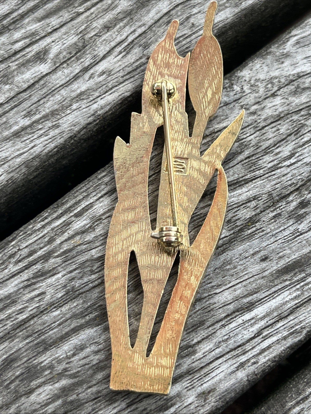 Vintage Cattails Whimsical Nature Brooch