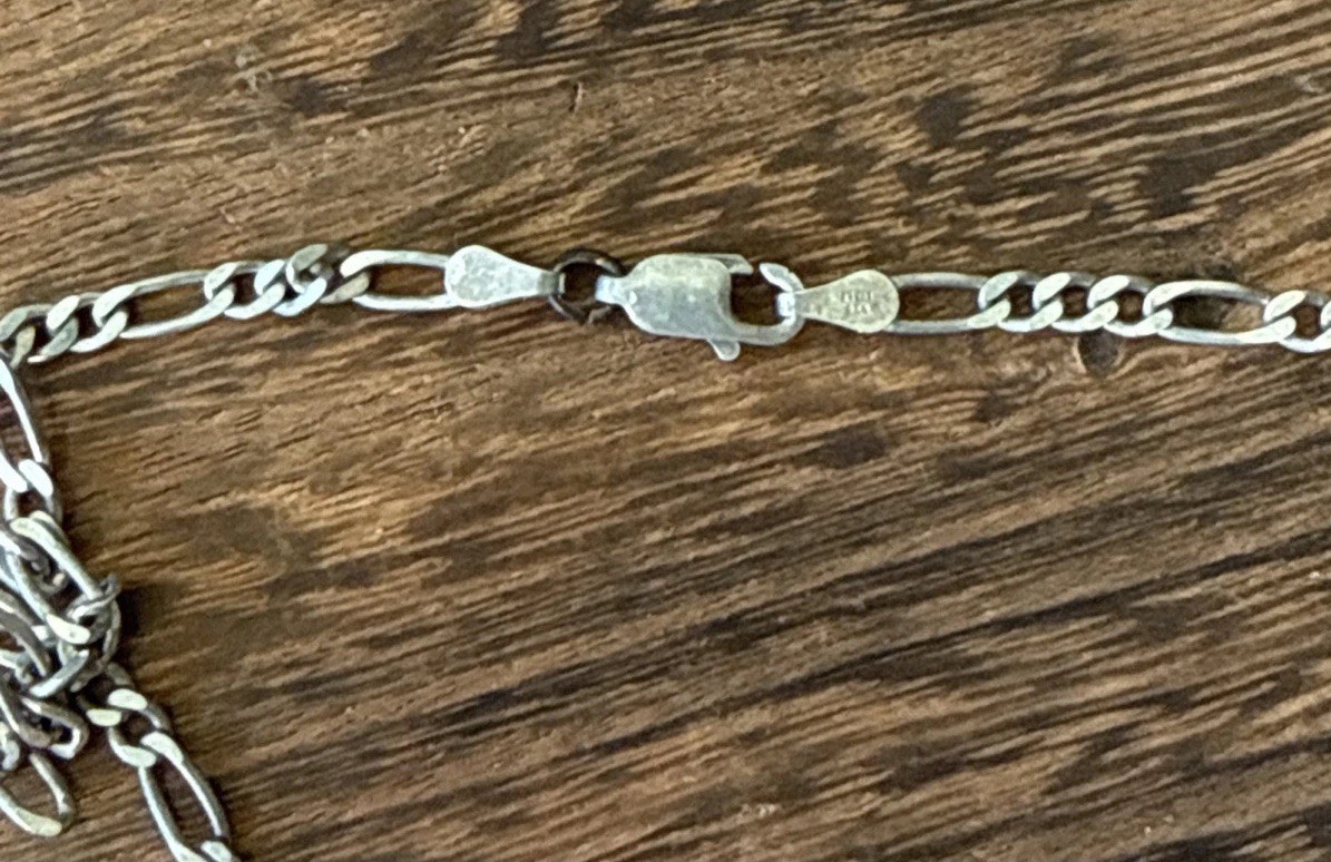 Vintage Fígaro Chain Necklace 16”Long 3mm Width Sterling Silver 925 Italy