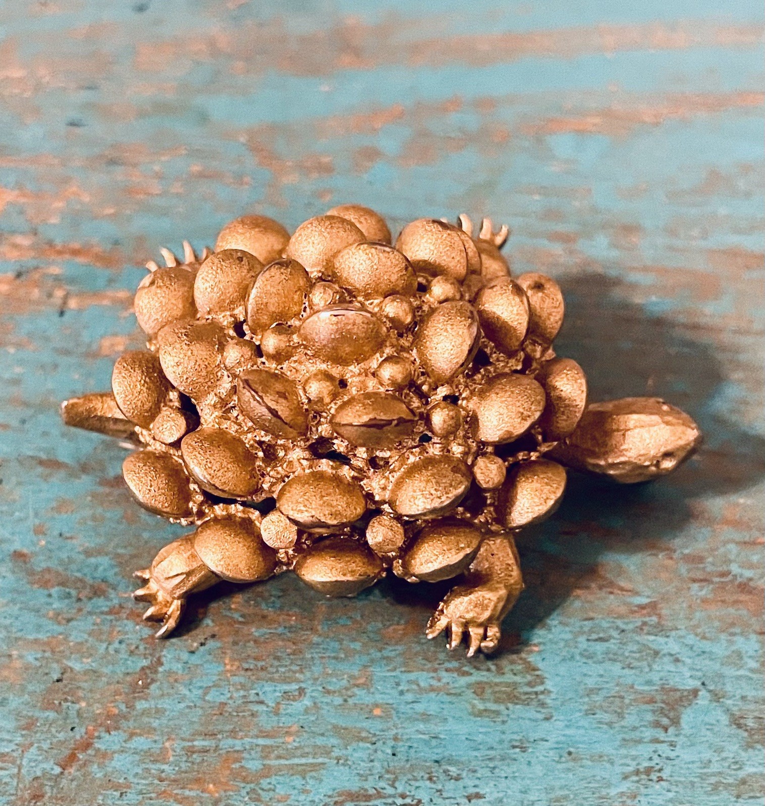 Vintage Signed HAR Turtle Brooch Pin Gold Tone Costume Jewelry