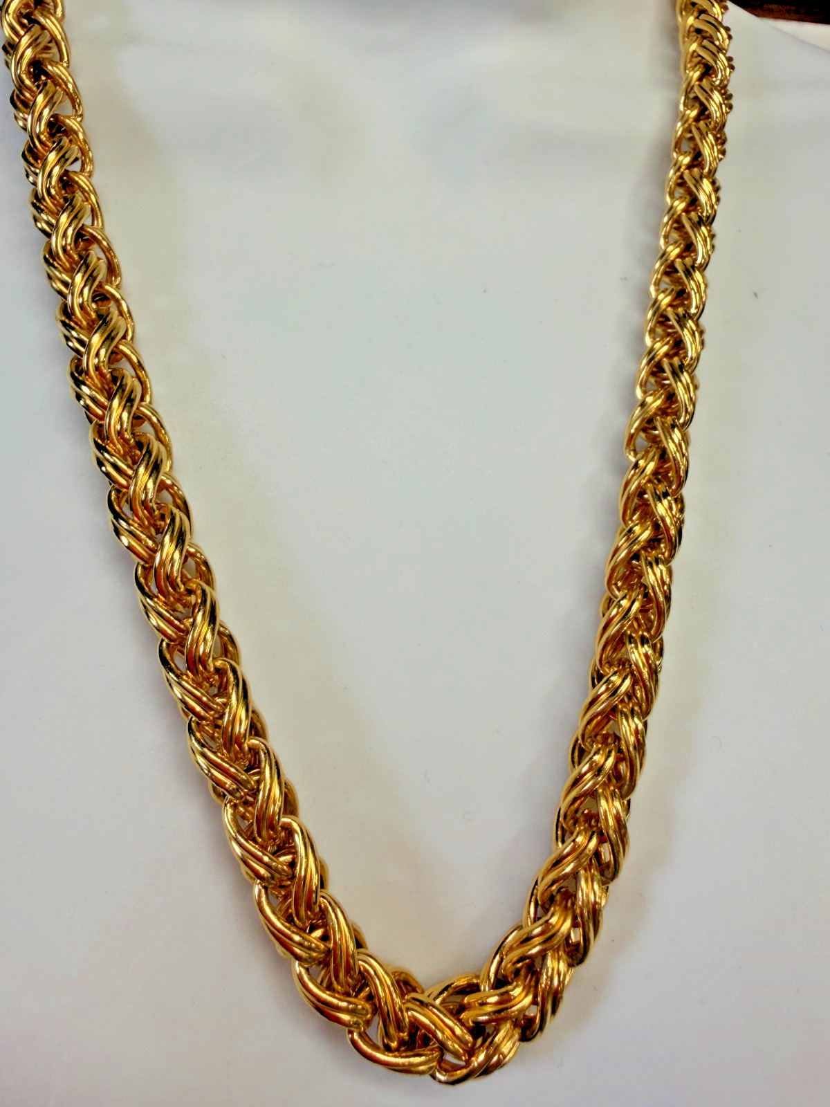 Vintage Necklace Monet Heavy Thick Rope Chain Goldtone Metal 22 inches