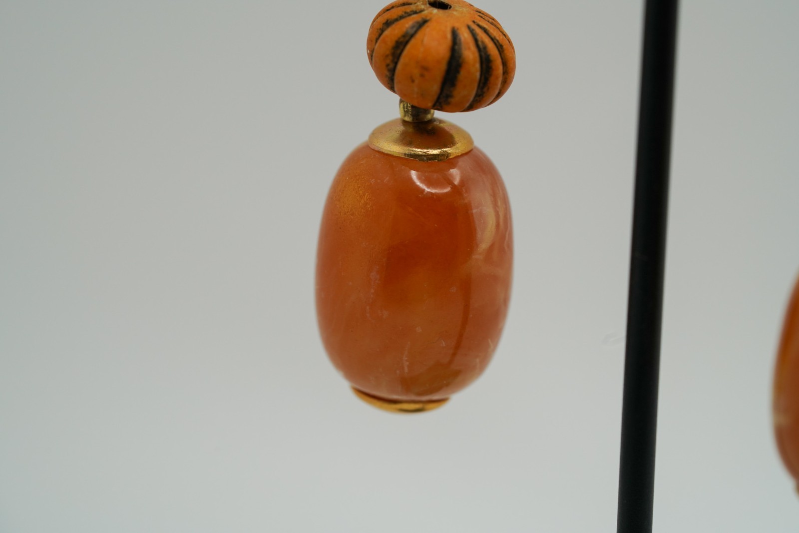 Vintage Faux Amber Dangle Earrings 5.8cm JB45