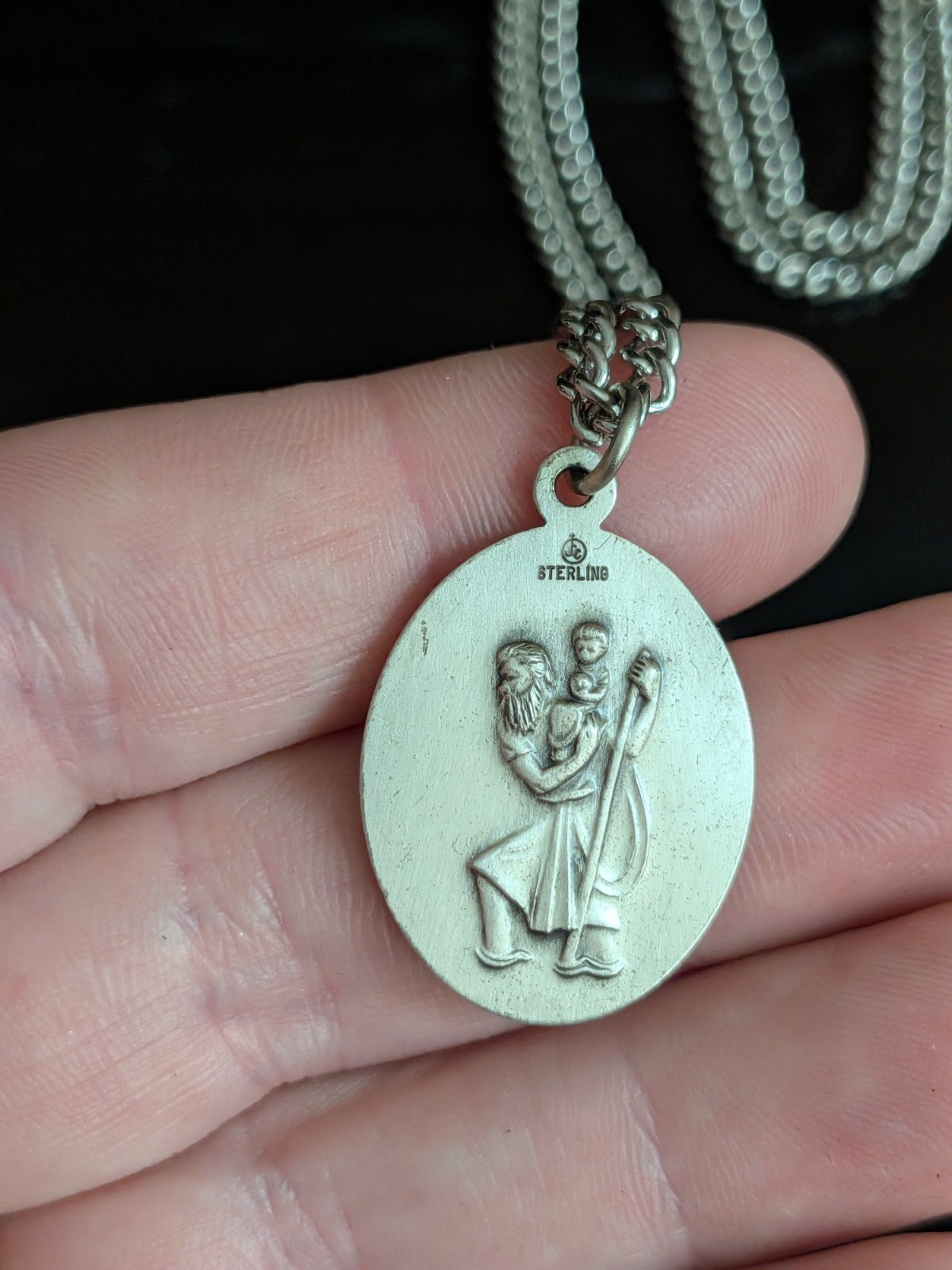 VTG Sterling St CHRISTOPHER PROTECT US Sports Necklace Rosary Medal Jewelry