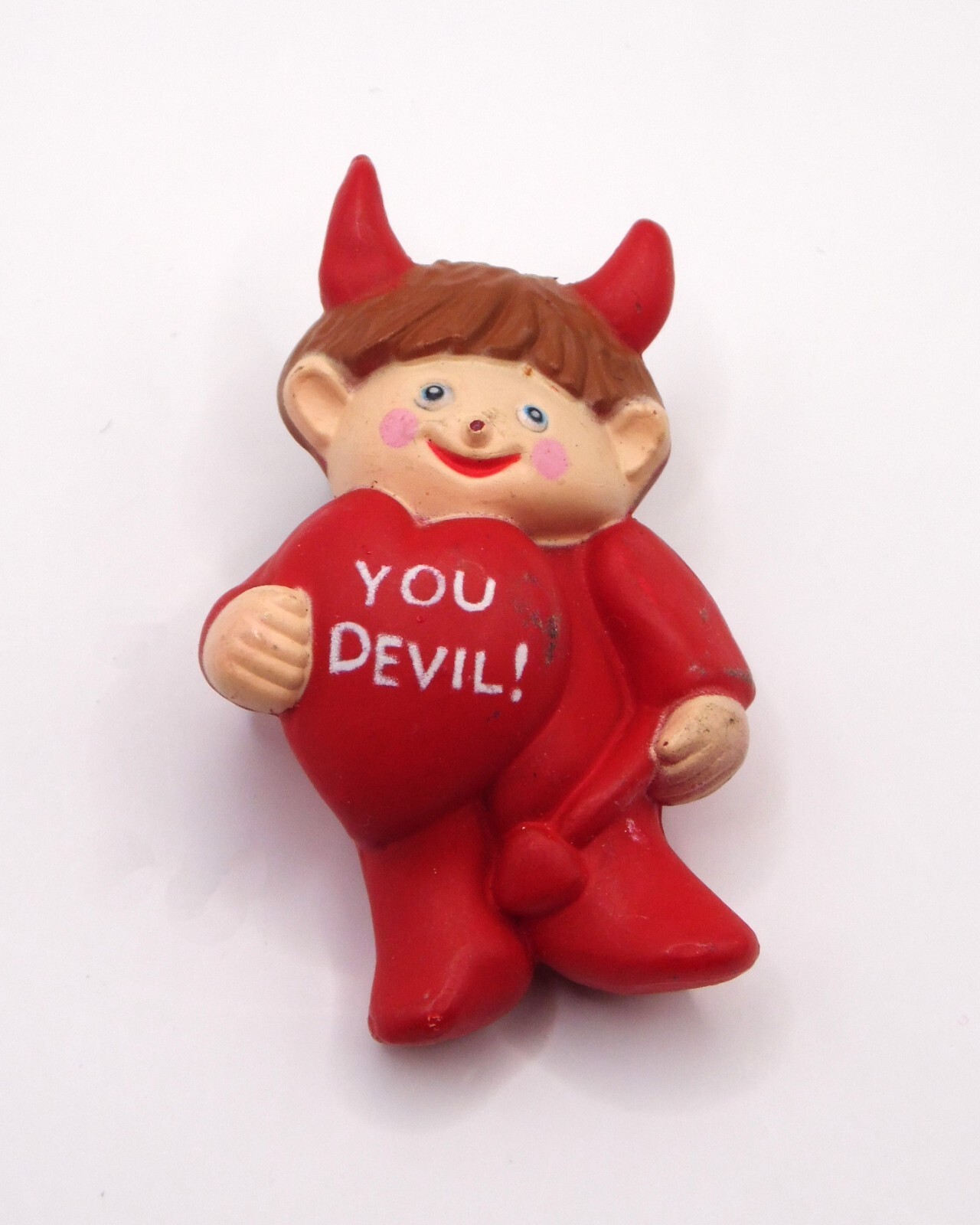 You Devil VTG Valentine Pin by Desaster Unlimited Inc Almost 2 inch Rubber