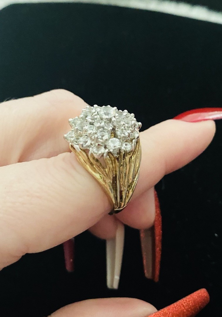 Vintage Sterling Silver Cluster Floral Bouquet Cocktail Size 7.5 Ring 9.56grams