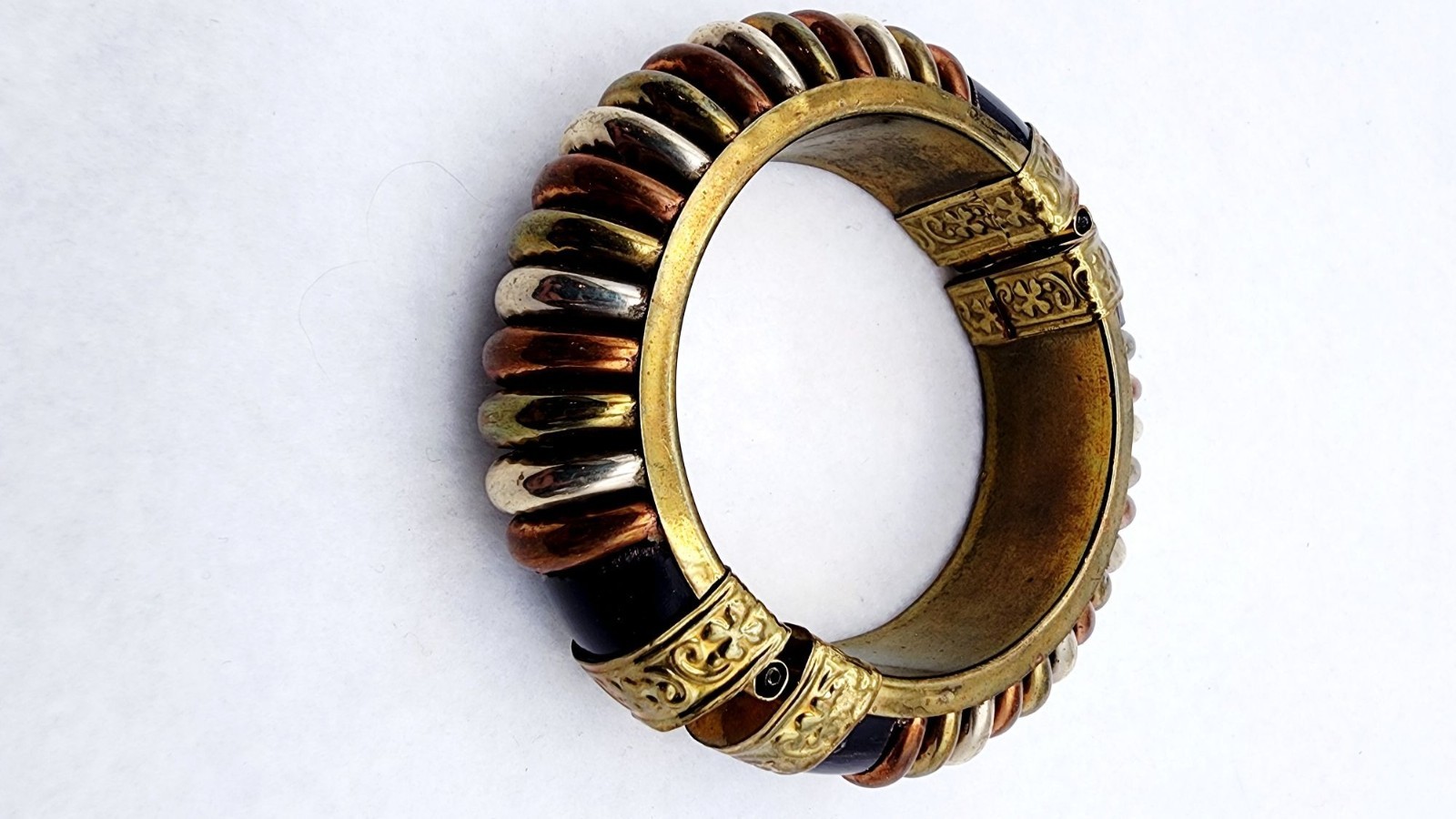 Vintage hindged Copper Cuff brass bracelet 7″