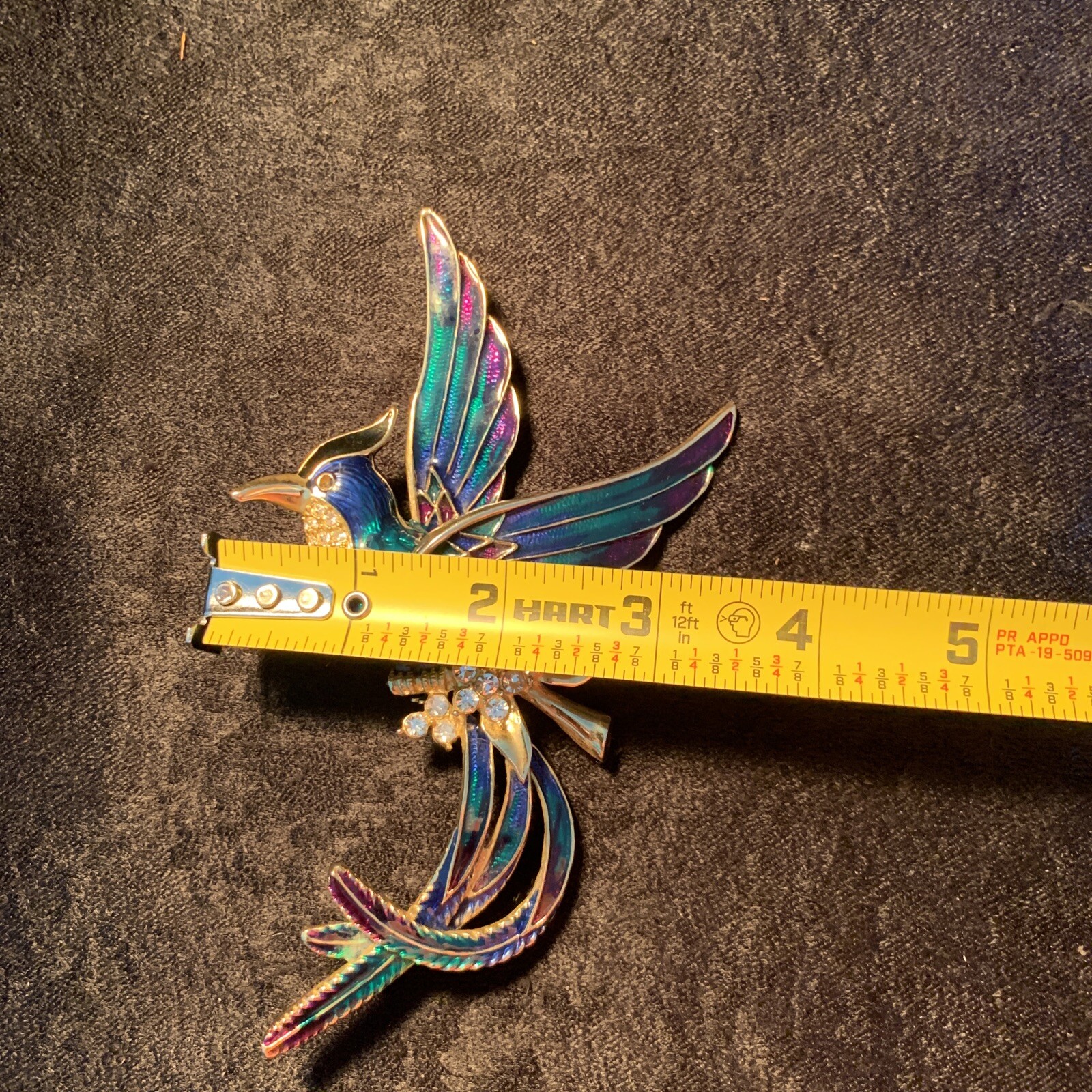 Vintage Phoenix Brooch Beautiful Green, Purple, And Blue