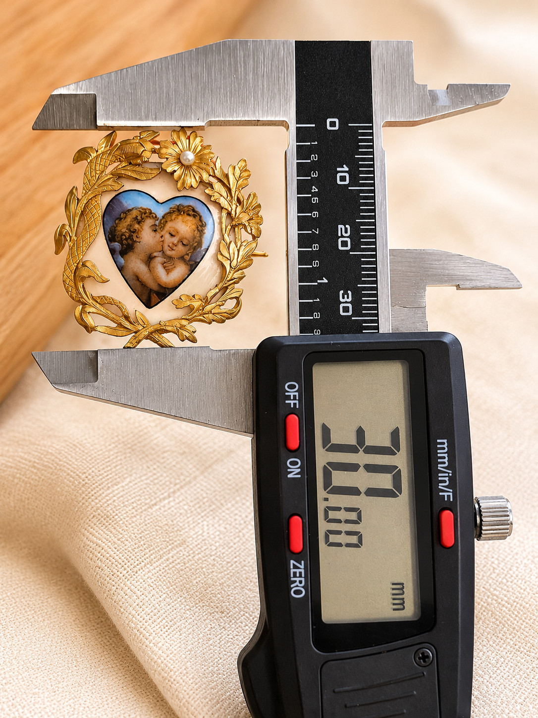 Antique 18K Gold Heart Brooch Angel Cherubs Pearl Enamel Mother of Pearl c1900