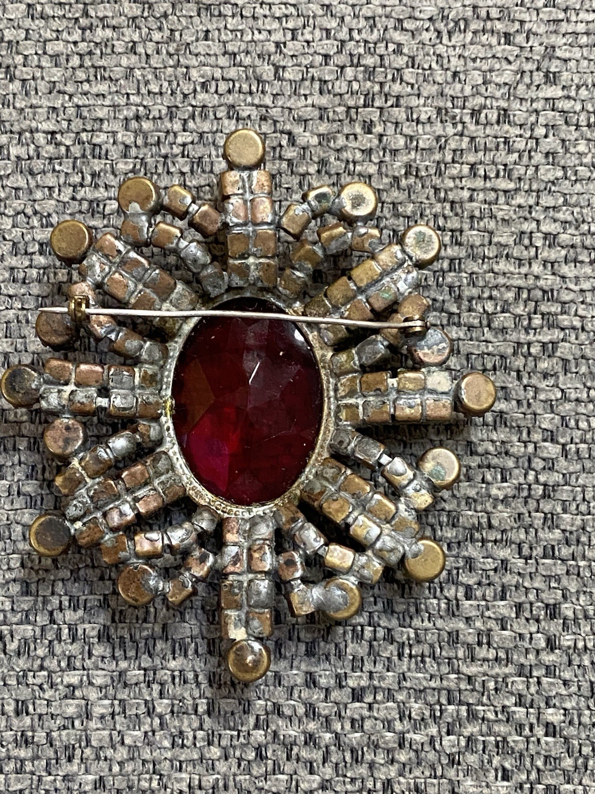 BIG Statement Pin, Ruby Red, Fuchsia, Vintage, Deco Era Plus