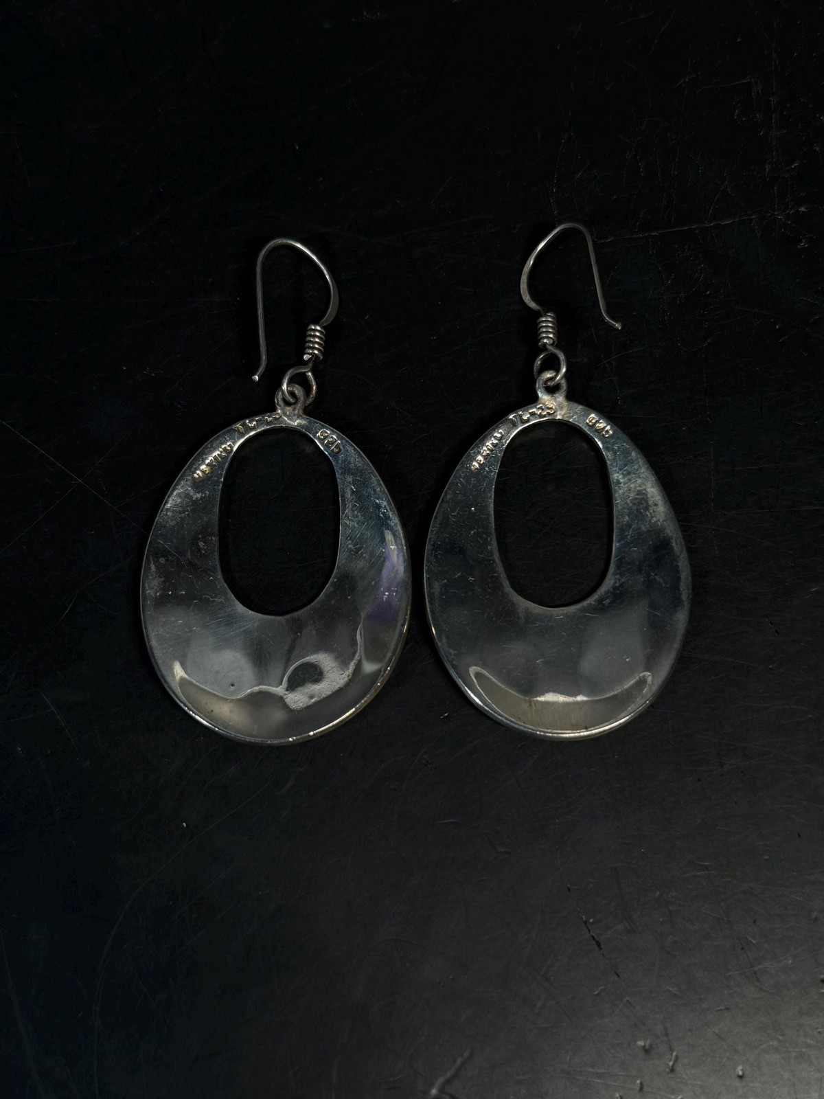Taxco Sterling Silver Turquoise Chip Inlay Dangle Earrings TC-29