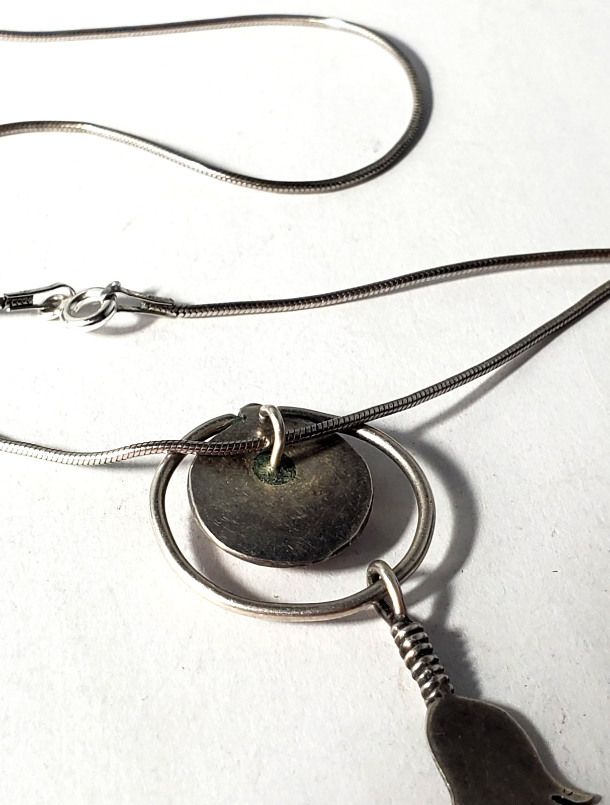 Vtg Sterling Silver SOUTHWESTERN Shadowbox Turquoise Pendant Necklace Lot 18″