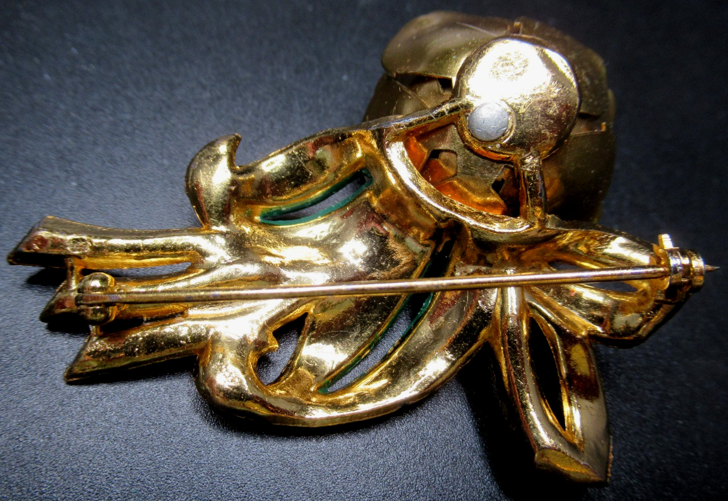Beautiful Trembler Rhinestone Enamel Flower Vintage Pin Brooch Coro?