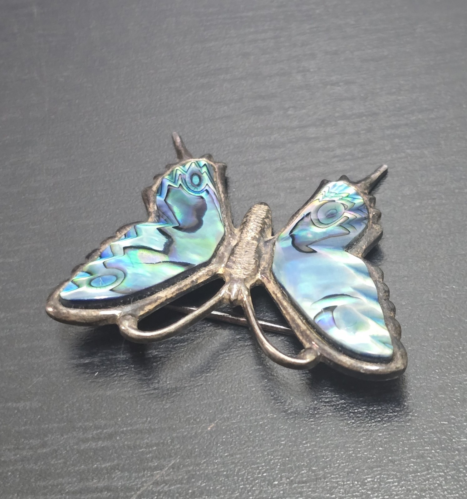 Signed Ataahua Sterling Silver Abalone Paua Shell Brooch