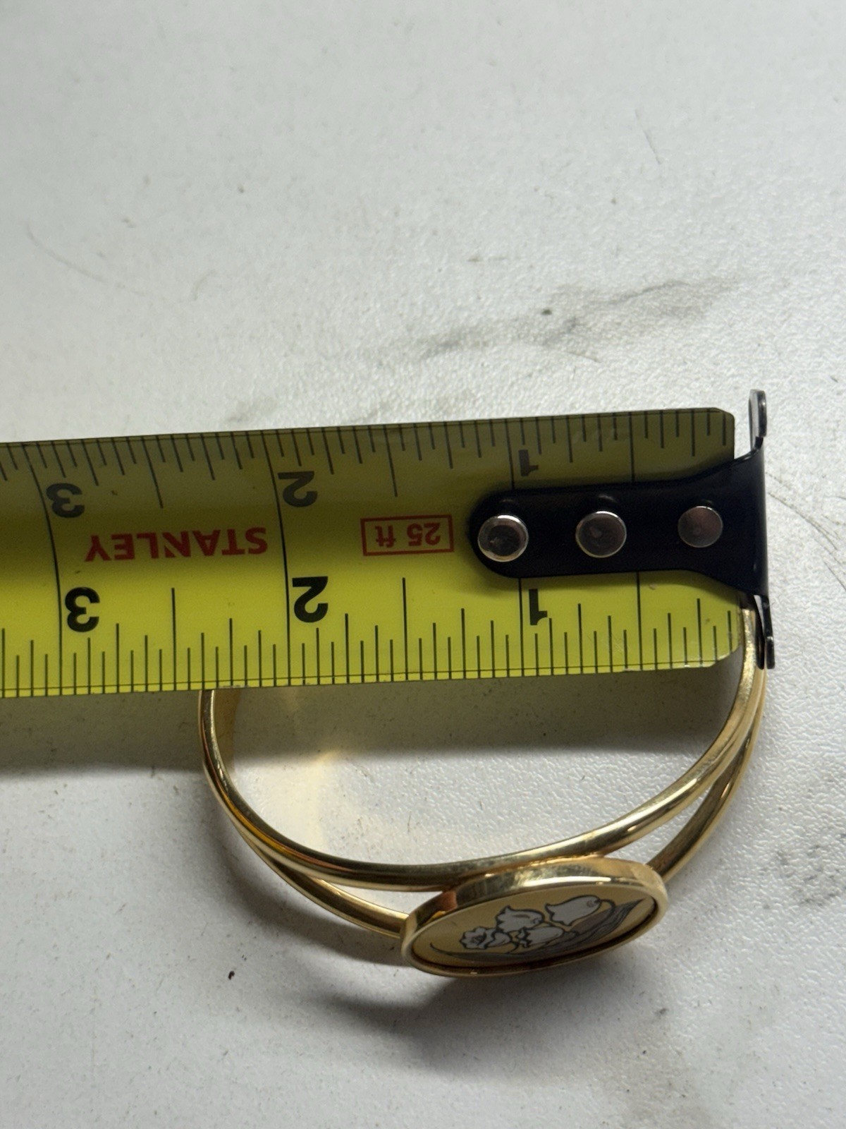 Vtg Reed & Barton May Lily Of Valley Braclet Cuff Damascene Gold Plate 2-1/4”