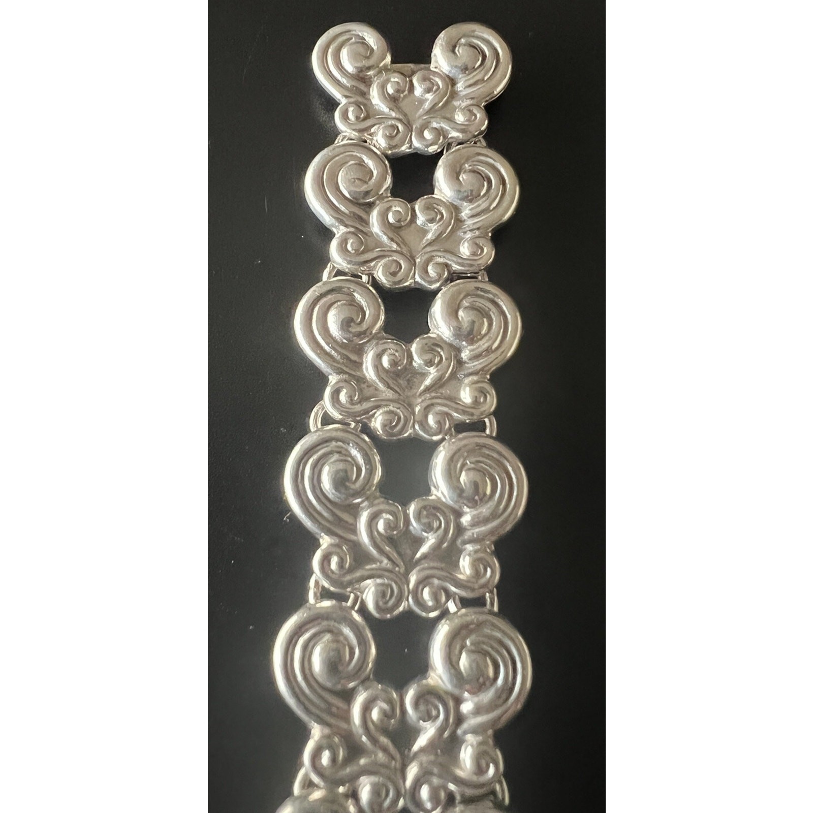 Gerardo Lopez Taxco Mexico 980 Silver Wave Scroll Bracelet Ca. 1940s
