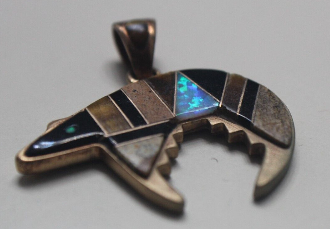 Wonderful DP Bronze and Multi-Stone Inlay Bear Pendant