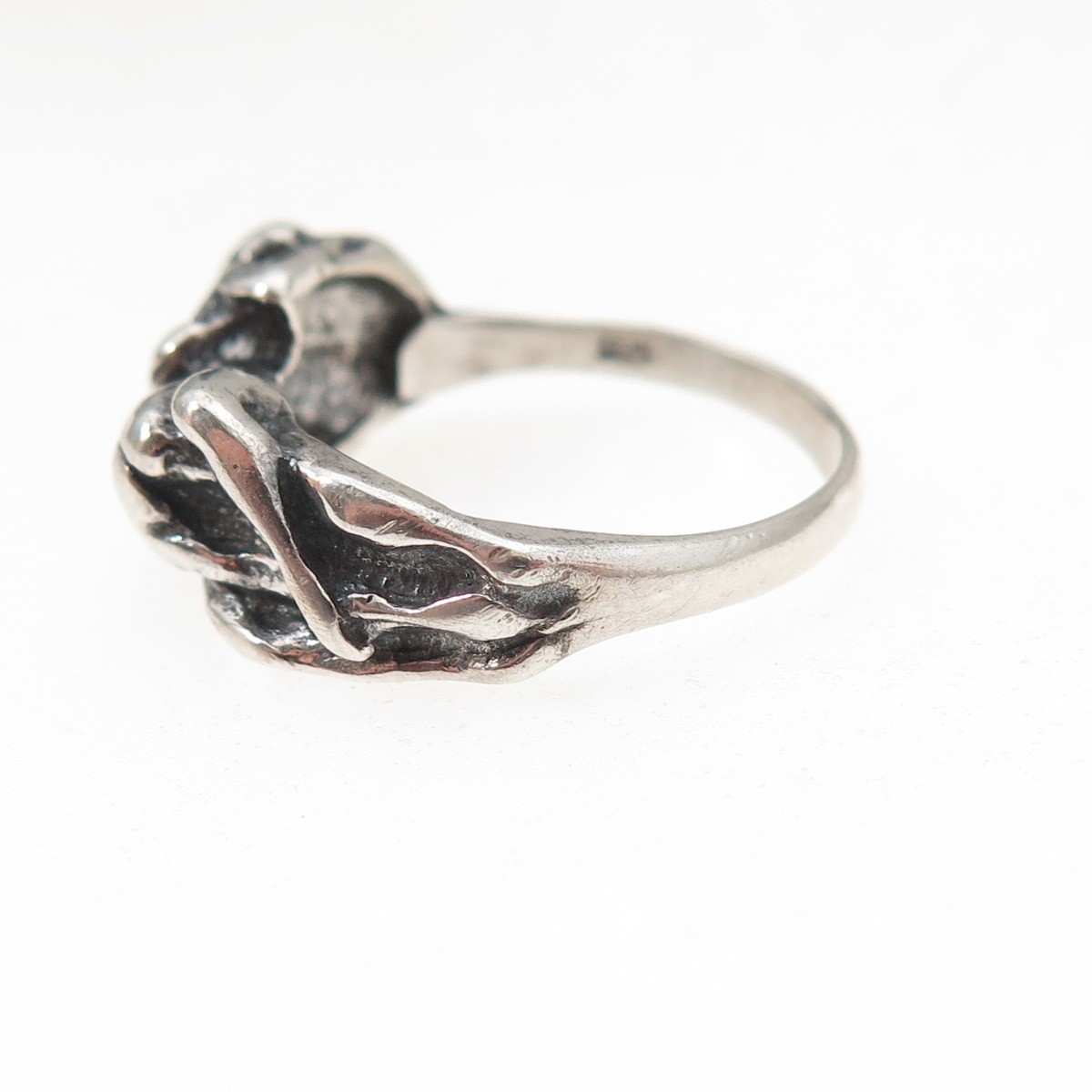 925 Sterling Silver Vintage Erotic Scene Oxidized Ring Size 6