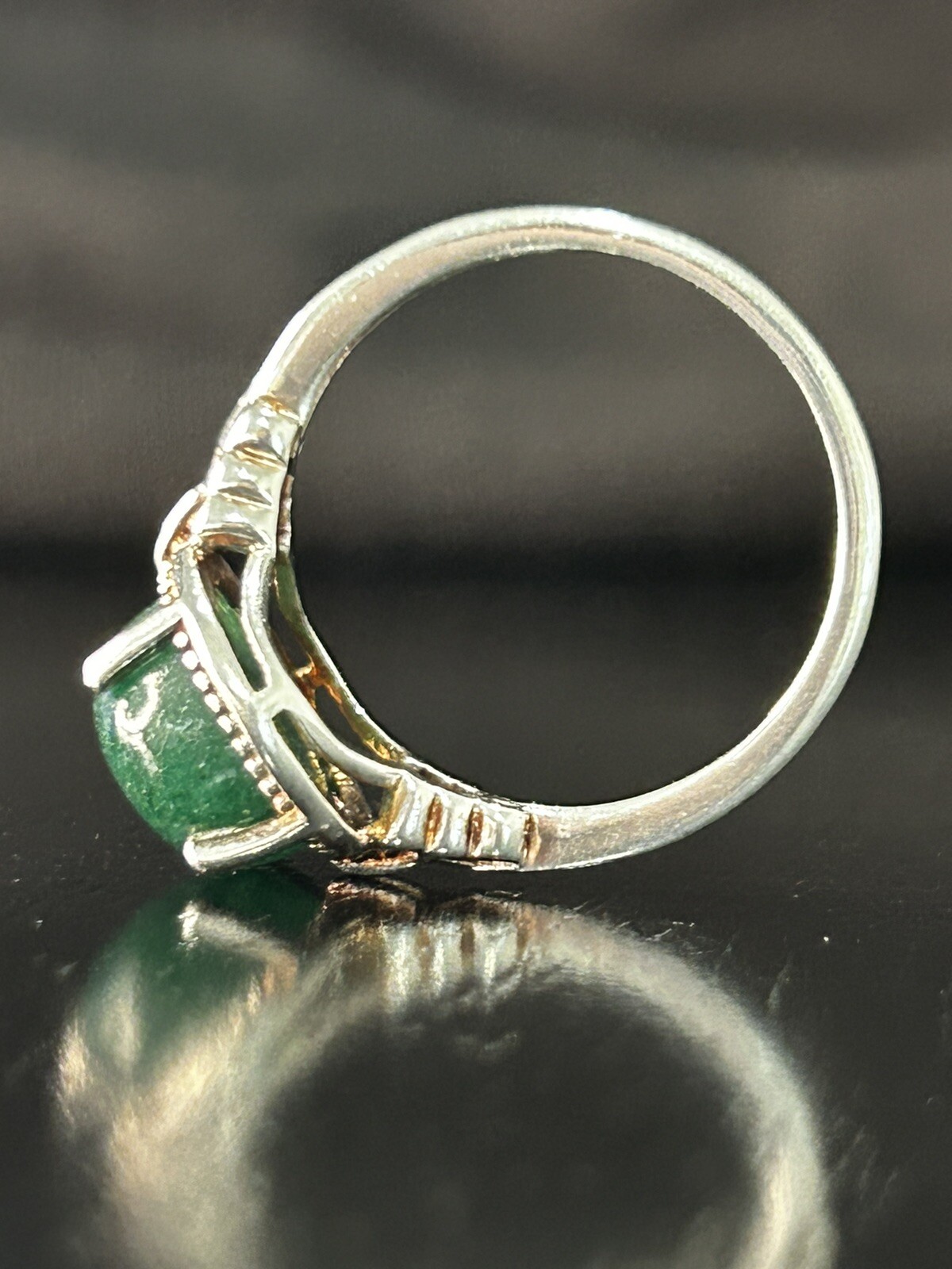 Vintage Ring Size 8 Silver 925 Green Aventurine Oval Gemstone Handmade