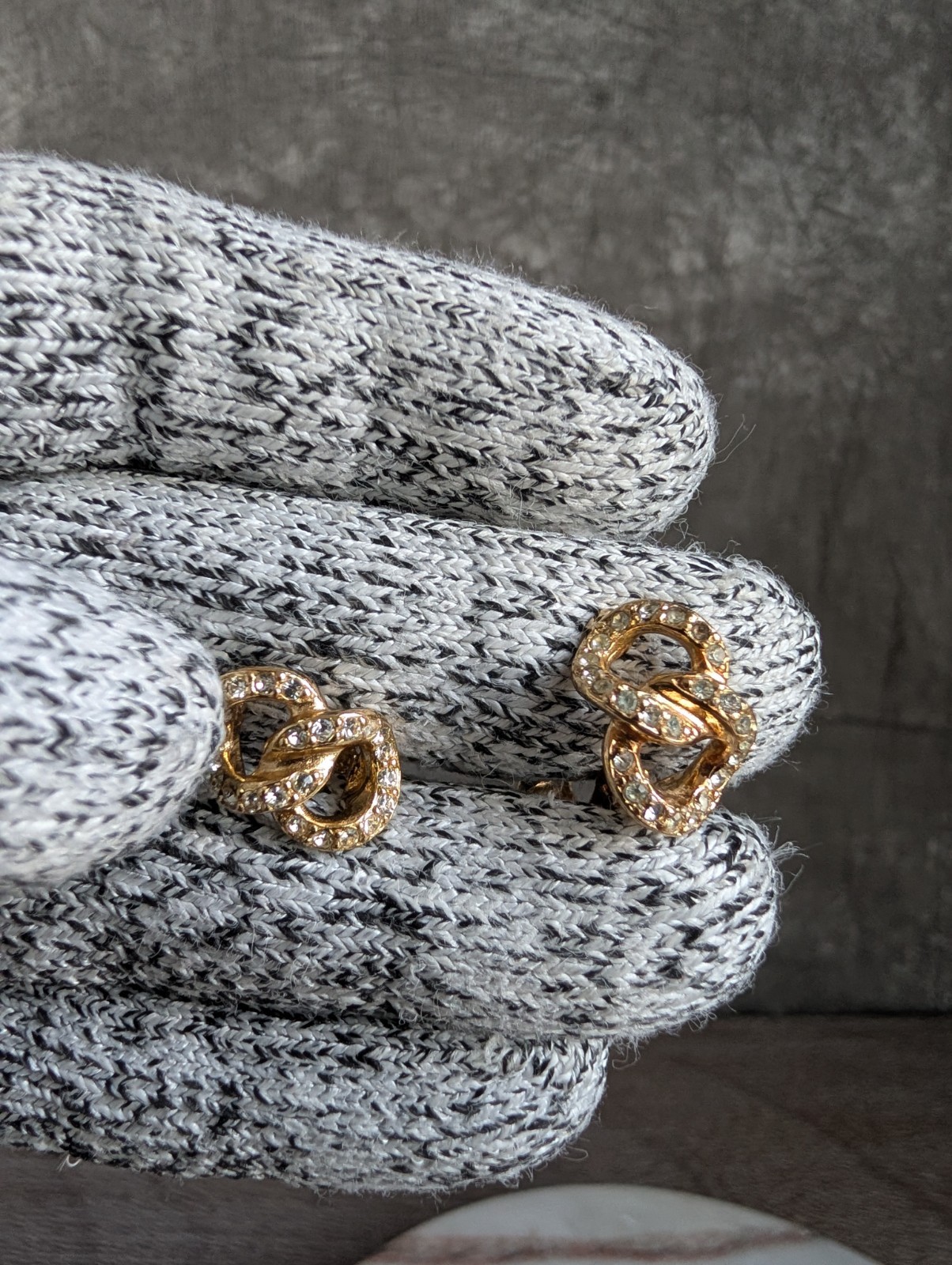 Vintage Christian Dior Gold-Tone Knotted Rope Clip-On Earrings