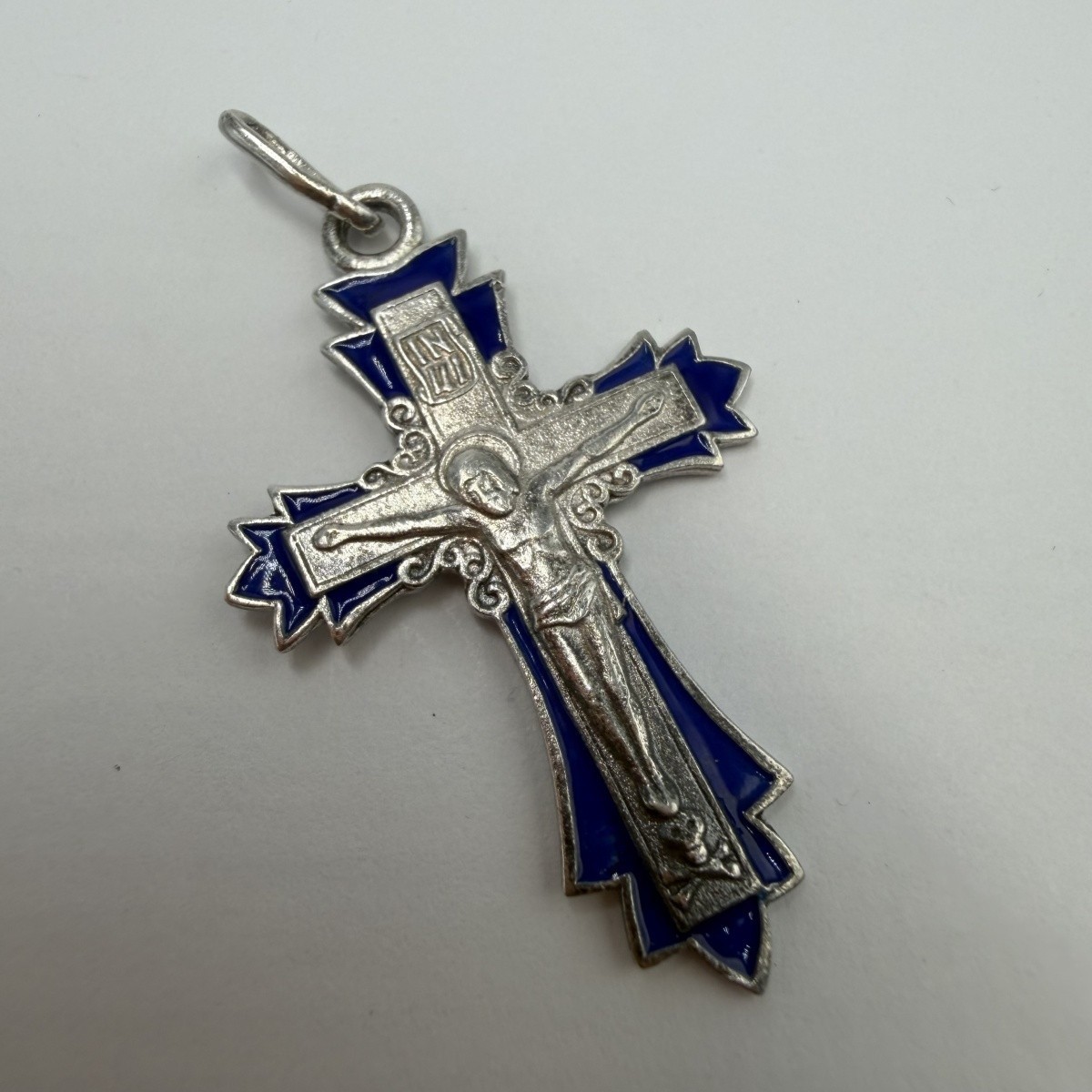 Vintage Pendant Icon Cross Enamel Sterling Silver 925 Jewelry Stamped 3.20gr