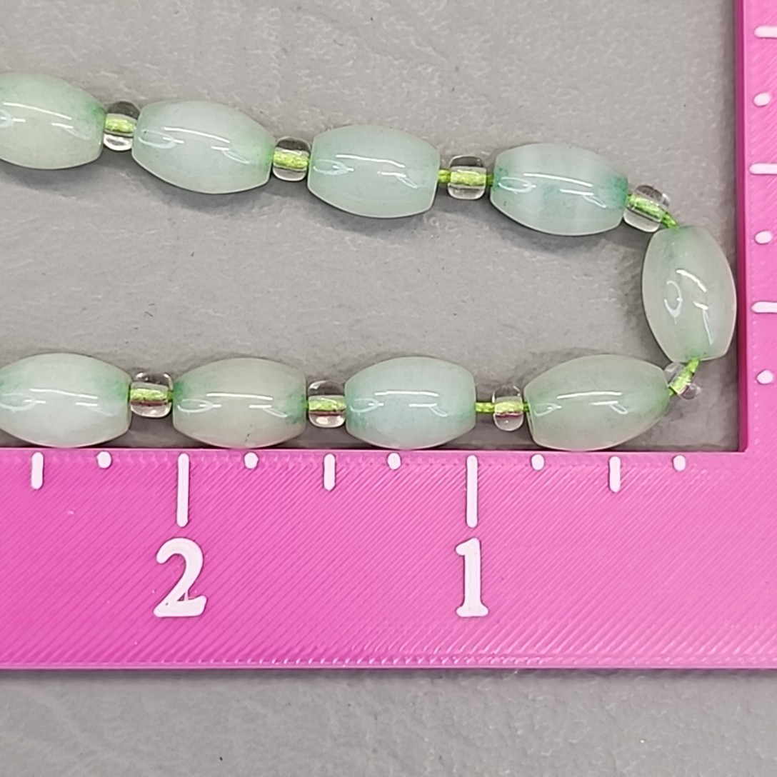 Vintage Chinese Glass Beaded Necklace 7mm Oval 17.5″