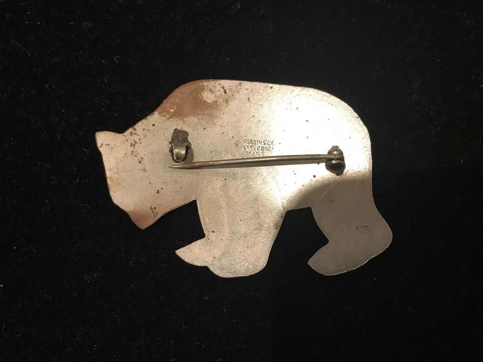 Silver BEAR brooch/pin, The Robbins Co., Attleboro, Massachusetts, ca1910s-30s