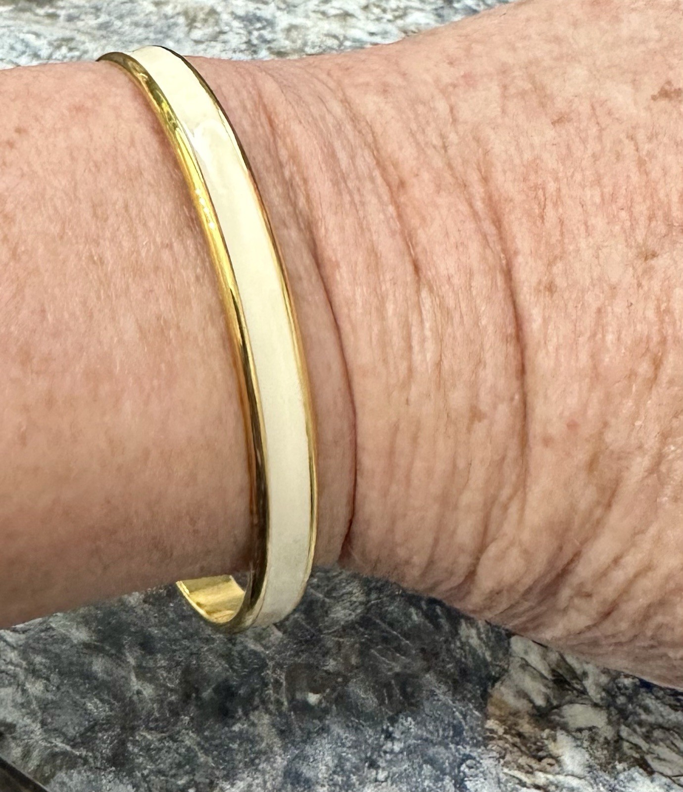 Bangle Bracelet, Ivory, And Gold Tone