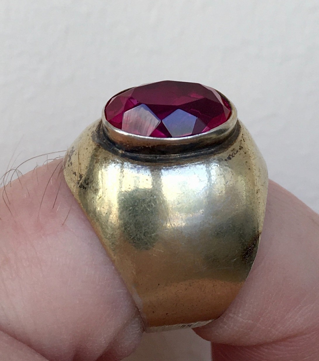 Ring № 16 Vintage Soviet Red Ruby Ring Silver Ring 875☆USSR Ring 7 size 6.95 gr