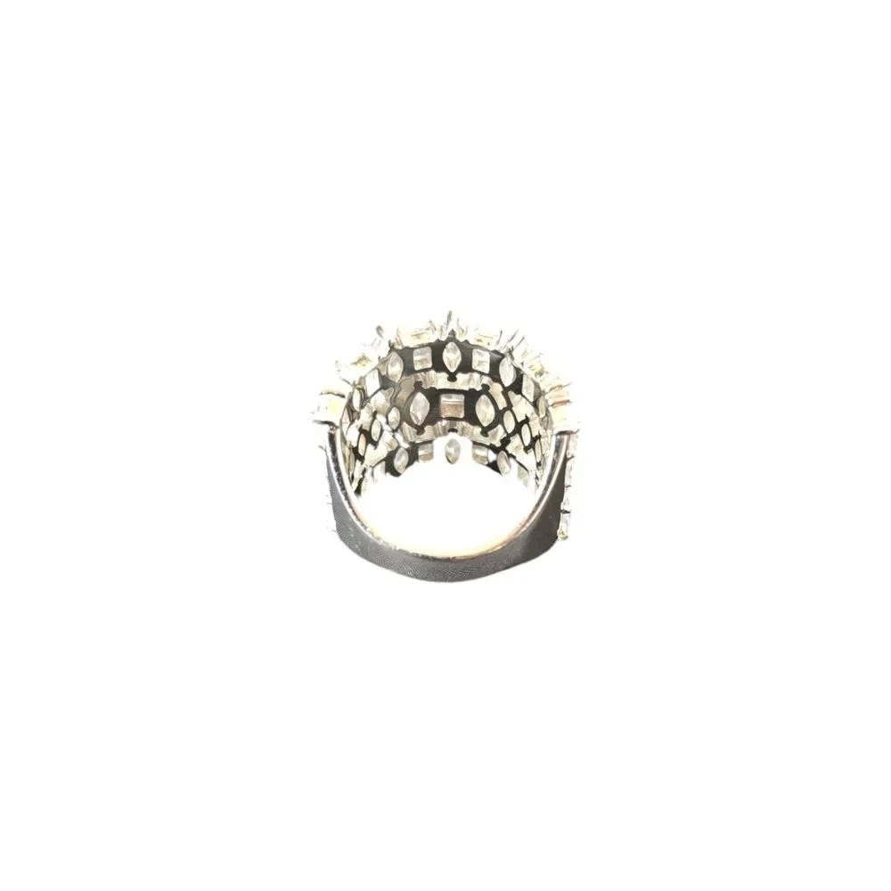 Vintage Signed DBJ Sterling Silver Cubic Zirconia Statement Ring Size 8