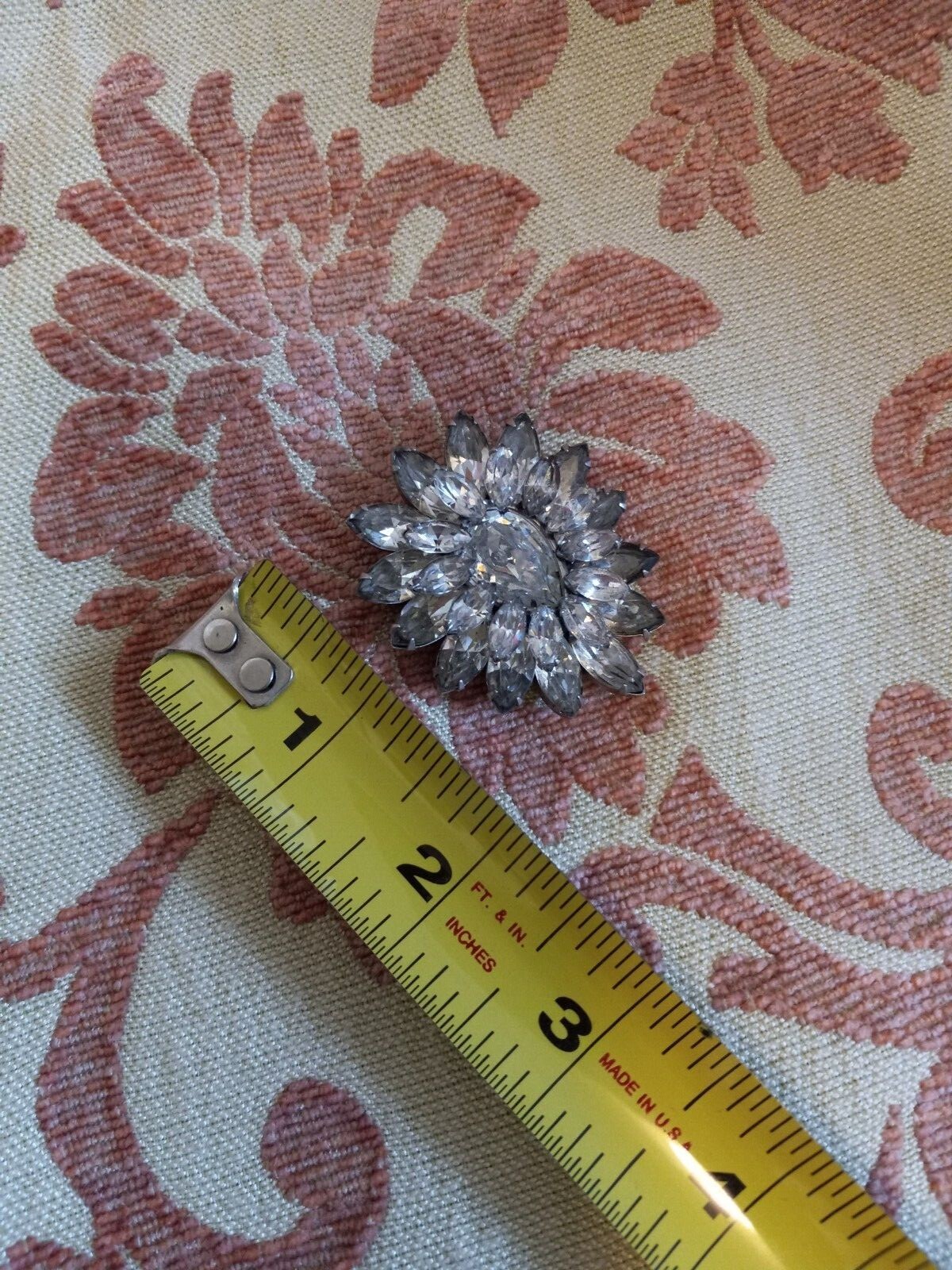 large vintage 1950s pear shaped rhinestone cocktail brooch pin with safety clasp