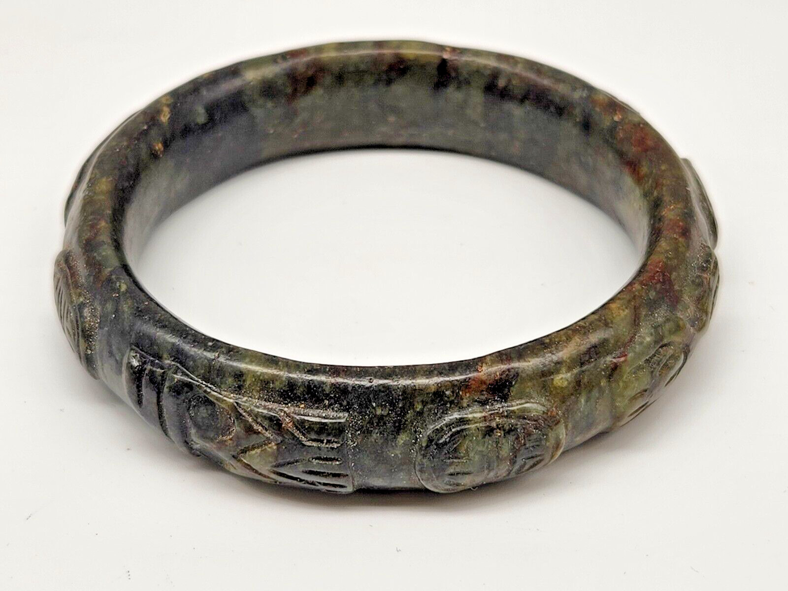 Vintage Natural Dark Green Jade Jadeite 17mm Bangle Bracelet