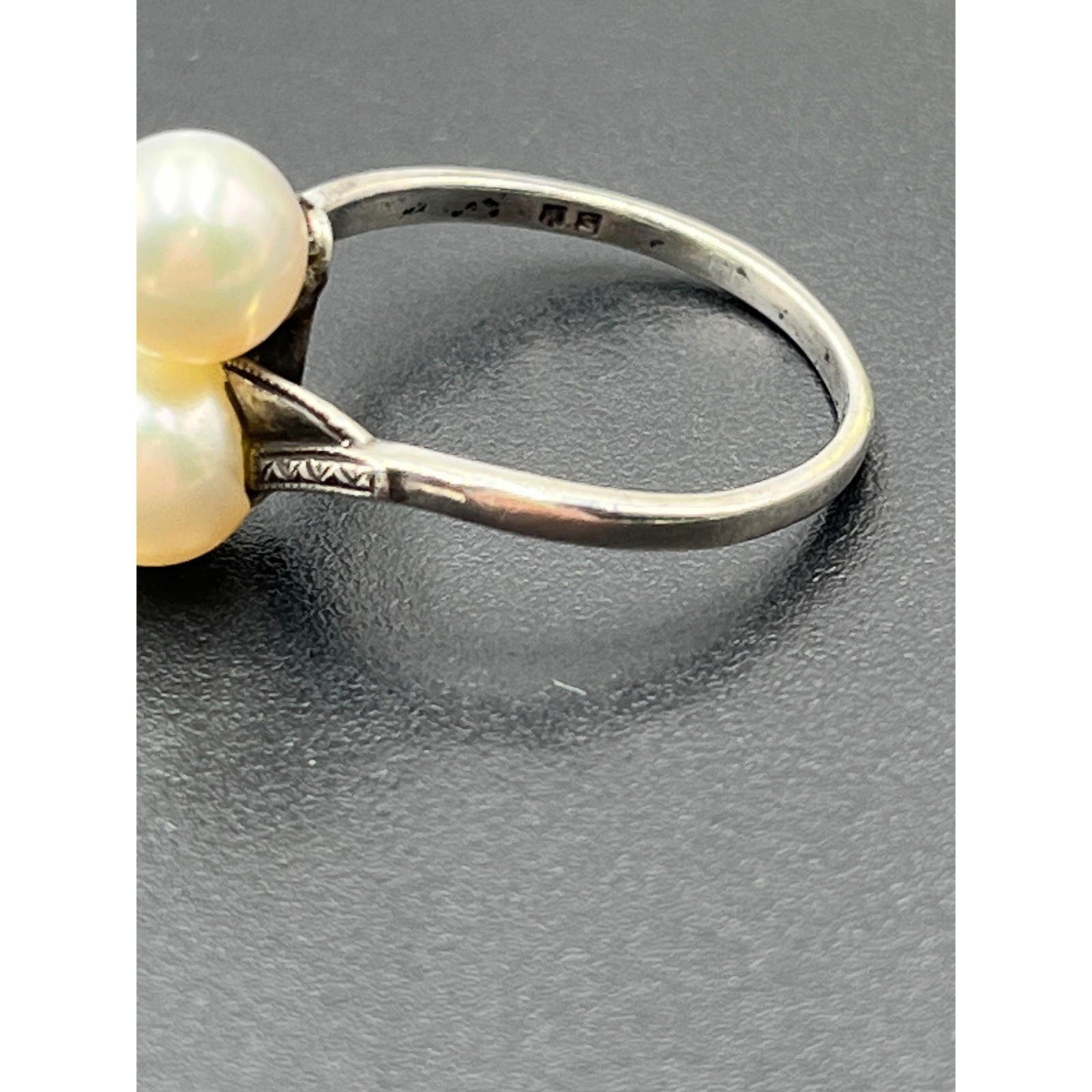 Mikimoto Vintage estate Akoya Pearl Sterling Silver 925 Toi et Moi Bypass Ring