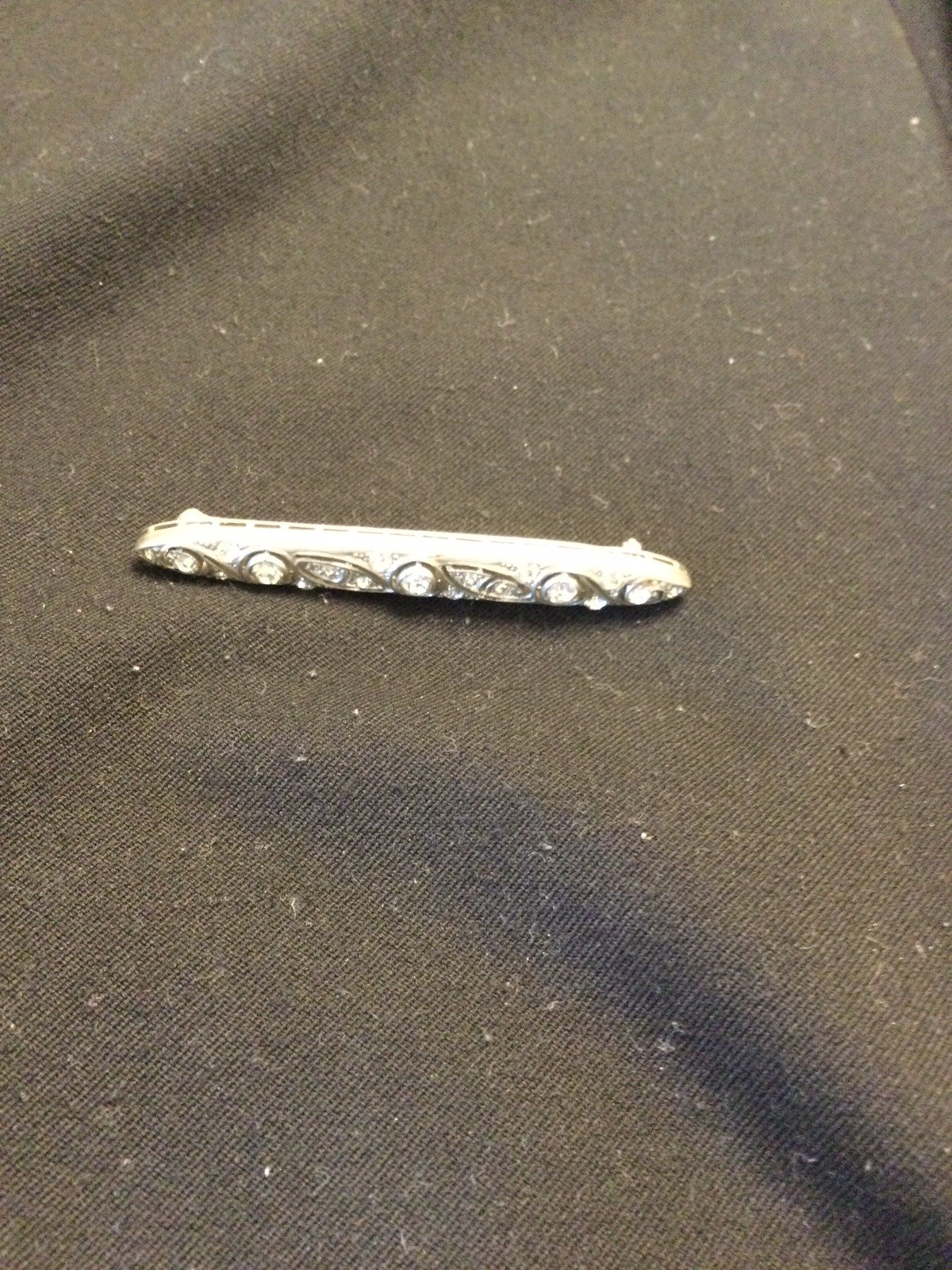 Vintage Silverite Art Deco Brooch with Rhinestones