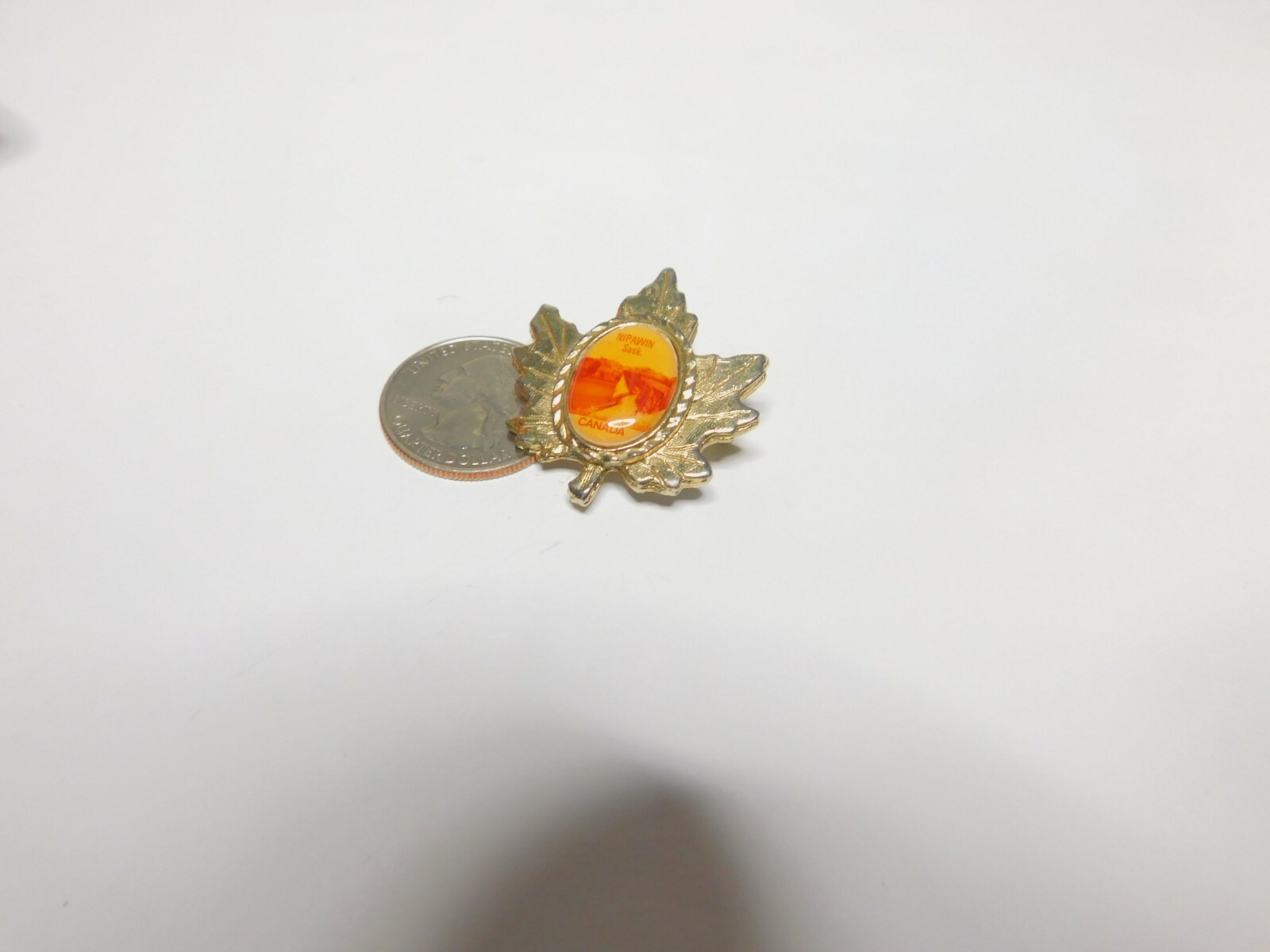 Collectable Nipawin Sask. Canada Maple Leaf Souvenir Brooch Vintage
