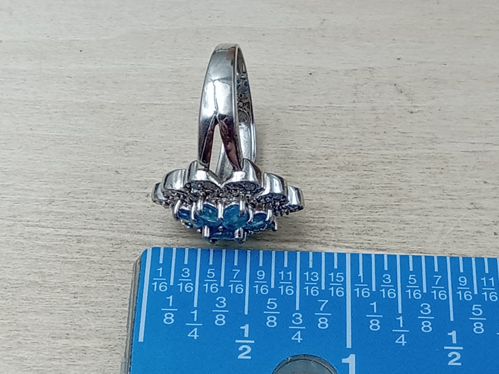 Colleen Lopez Blue Topaz & White Zircon Sparkly Sterling Silver Ring Size 8 -HSN