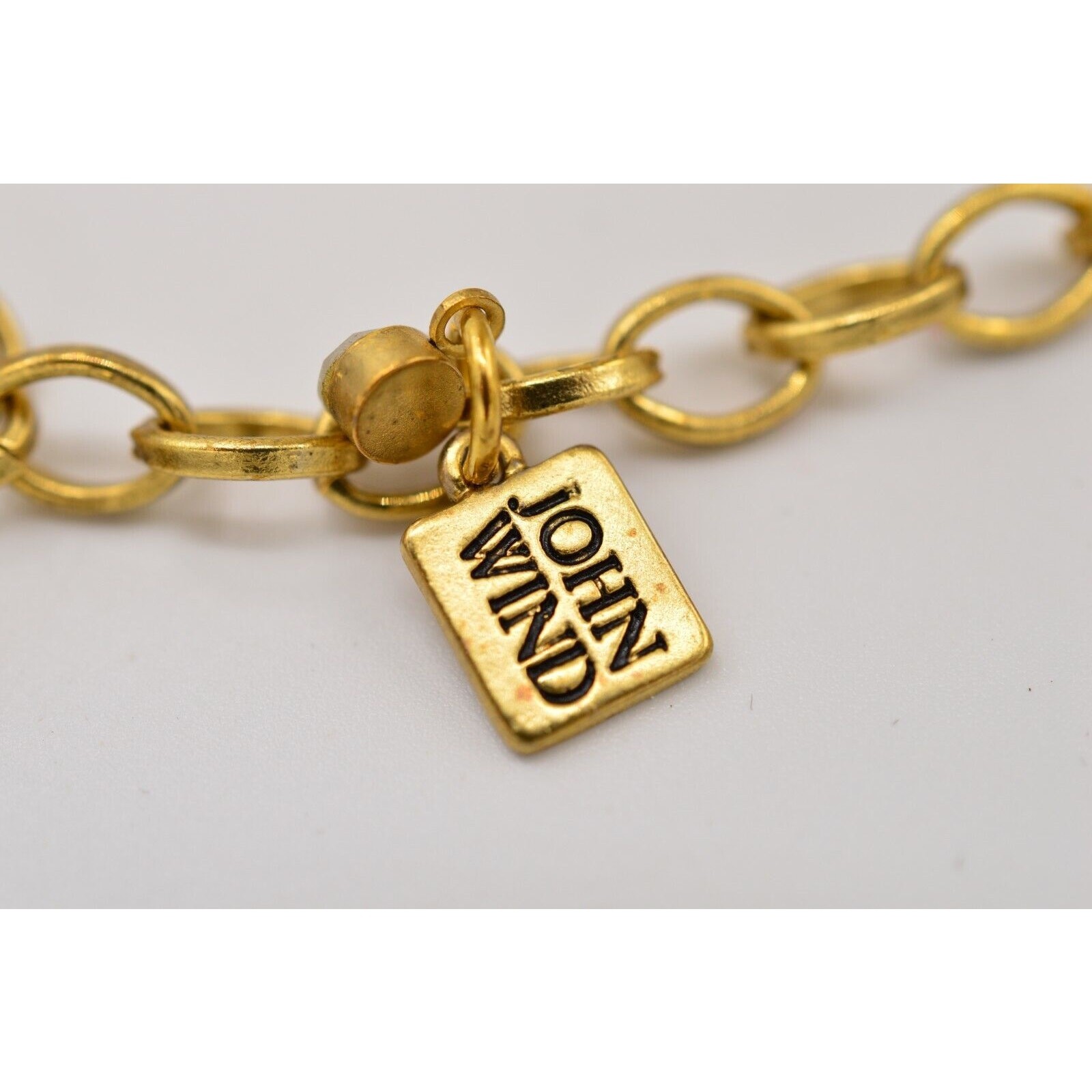 John Wind Initial P Pendant Necklace Capital Letter Brushed Gold Long Chain BinN